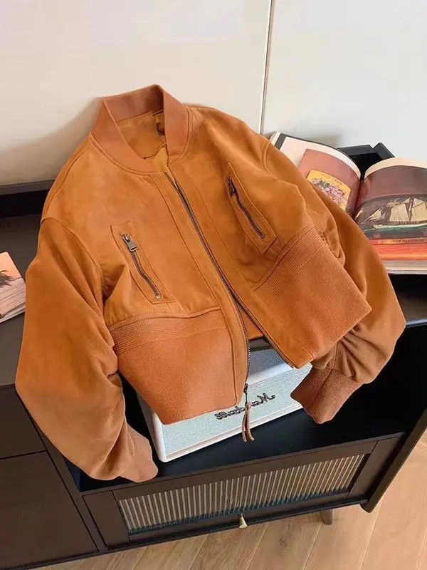 VIBE Vintage Biker Deerskin Velvet Baseball Jacket Size US M / EU 48-50 / 2 - 1 Thumbnail