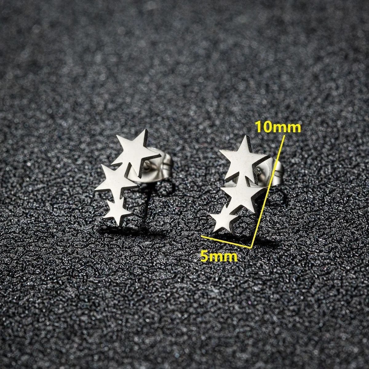 Jewelry Cute Triple Star Stud Earrings Charm Stainless Earring Gift Size ONE SIZE - 2 Thumbnail