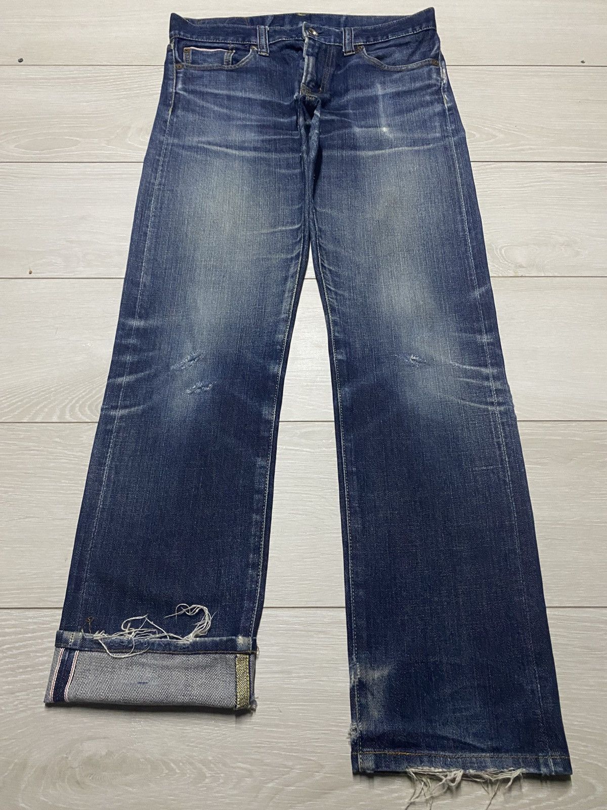 Undercover × Uniqlo Vintage Uniqlo S001 Selvedge Faded Wash Distressed Slim Jean Size US 32 / EU 48 - 1 Thumbnail