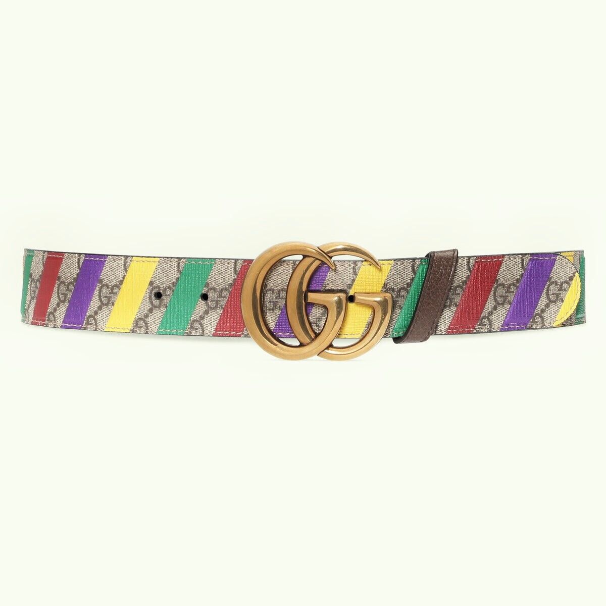Gucci Gucci Double G Striped Wide Belt 85 CM Size ONE SIZE - 1 Thumbnail