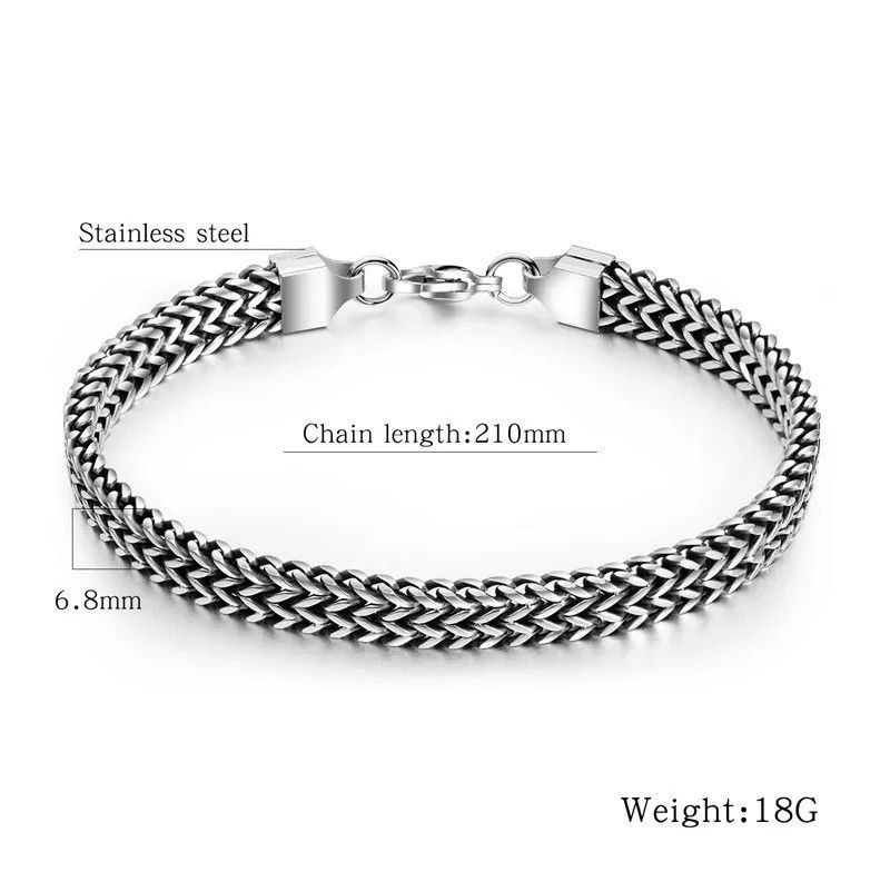 Jewelry Stainless Steel Link Wheat Double Chain Jewelry Bracelet Size ONE SIZE - 5 Thumbnail