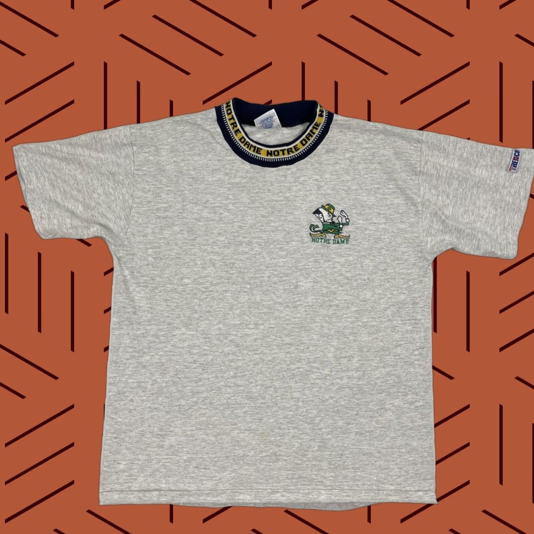 Etro VTG Notre Dame Fighting Irish Shirt Men Large Gray Ring Collar Retro Made in USA Size US L / EU 52-54 / 3 - 1 Thumbnail
