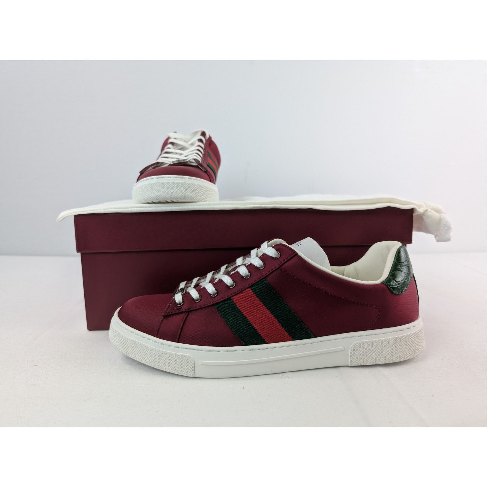 Gucci o1rshd1 Ace leather-trimmed sneakers in Red Size US 9.5 / EU 42-43 - 20 Thumbnail