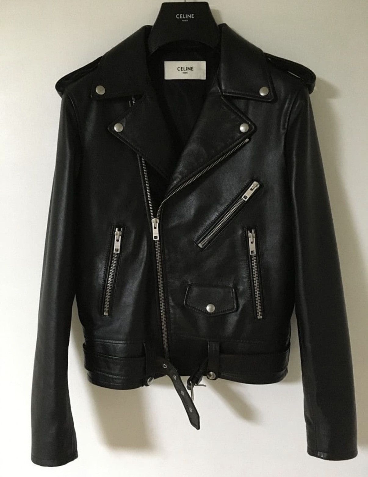 celine 19ss ラインストーン　レザージャケット　44 Celine × Hedi Slimane 19SS Rhinestones Leather Jacket sz44 | Grailed