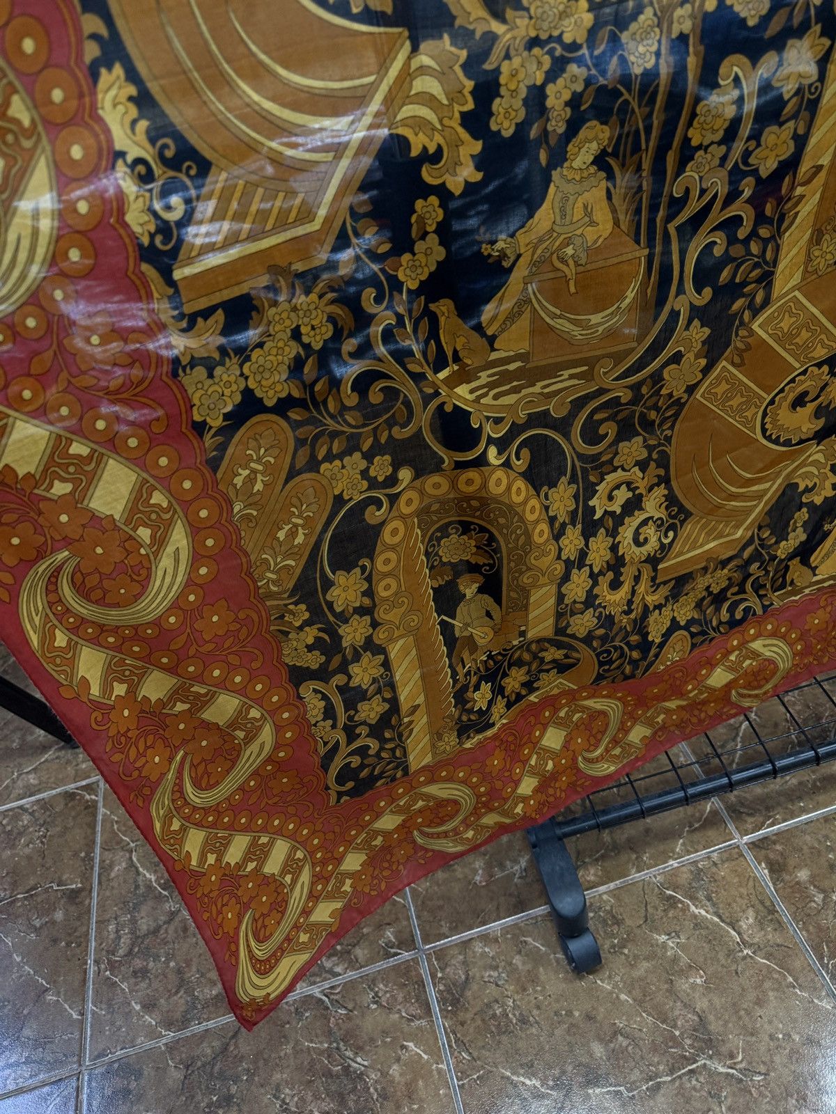 Salvatore Ferragamo 🇮🇹 Vintage 90s Salvatore Ferragamo Silk Scarf Baroque Italy Size ONE SIZE - 11 Thumbnail