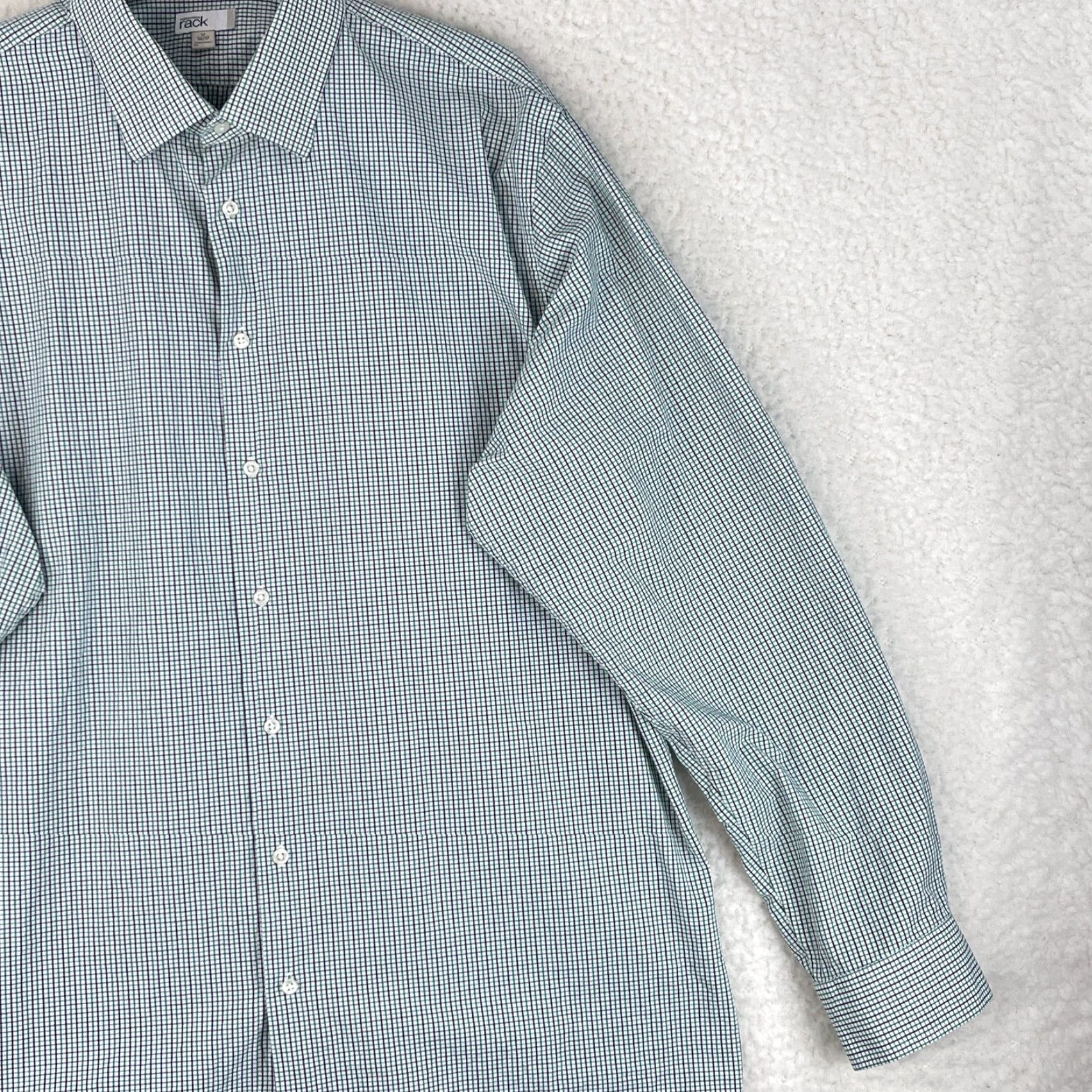 Nordstrom Nordstrom Nordstrom Rack Green Plaid Button-Down Dress Shirt Mens XL 17" Neck Long Sleeve Cotton 50" Chest Daddy Classic Shirt Size 46R - 4 Thumbnail