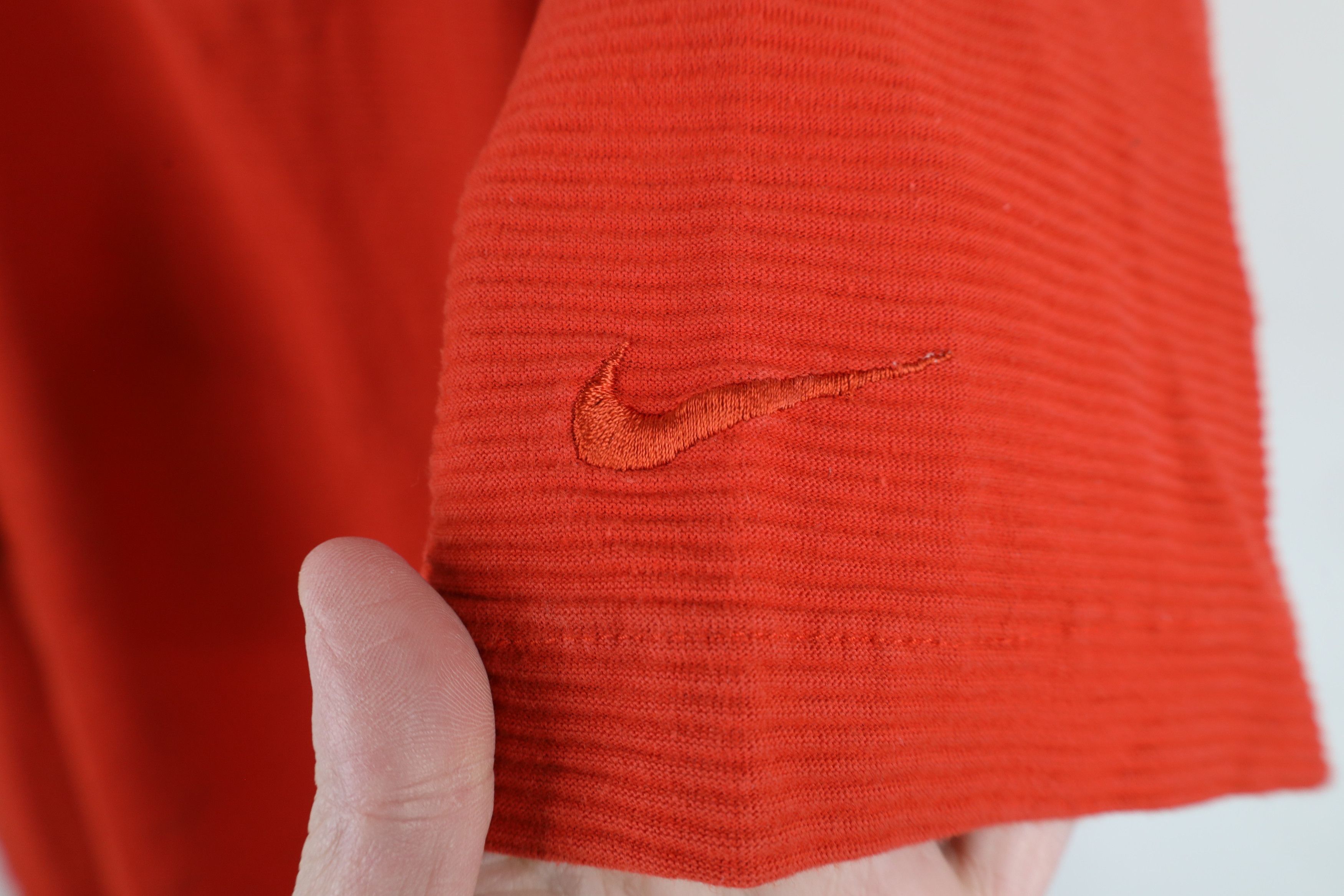 Nike × Vintage Vintage Nike Golf Knit Travis Scott Mini Swoosh Polo Orange Size US XL / EU 56 / 4 - 4 Thumbnail