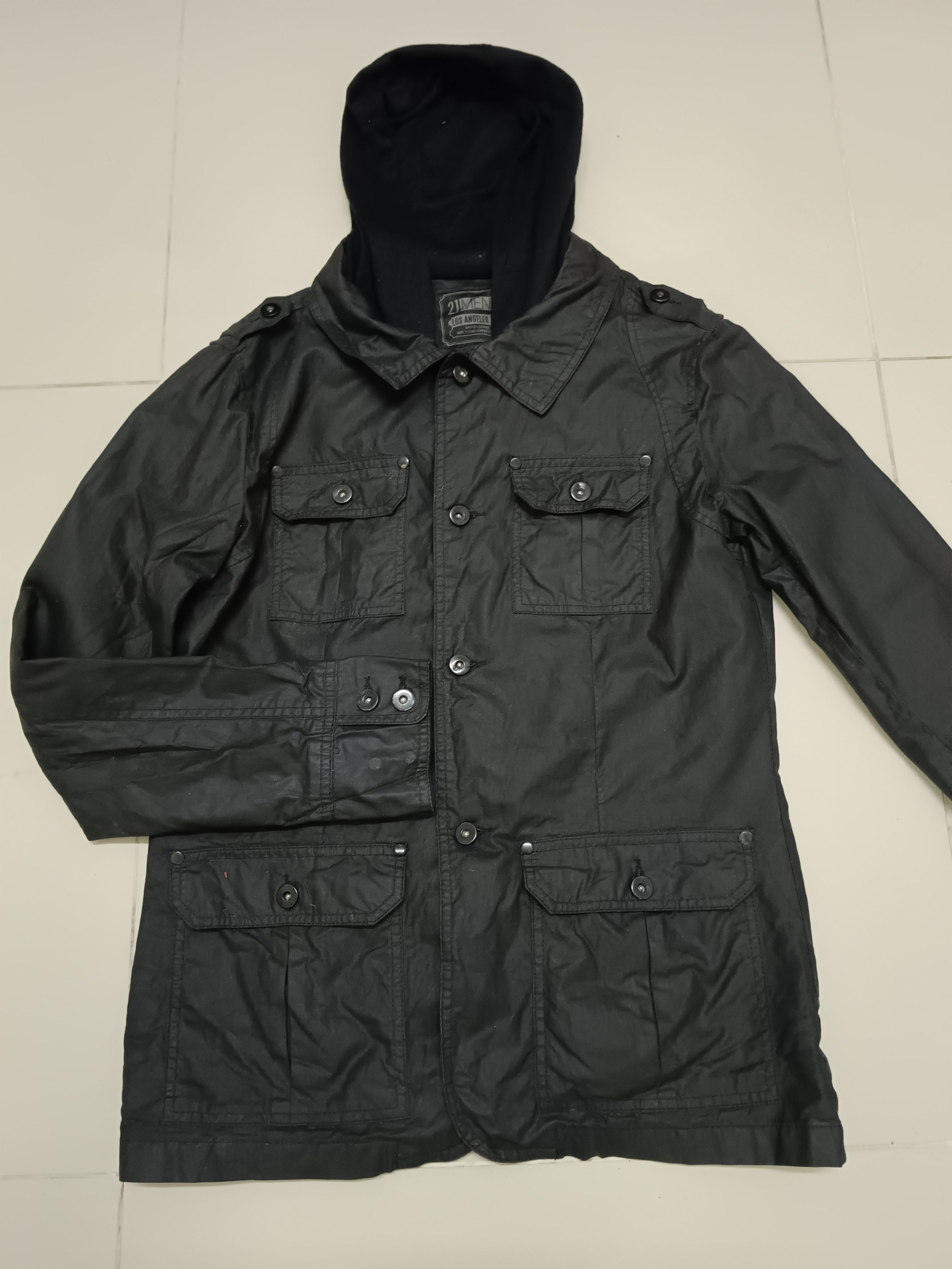 14th Addiction × Le Grande Bleu (L.G.B.) Vintage 21 Men Wax Jacket Hoodie Size US M / EU 48-50 / 2 - 6 Thumbnail