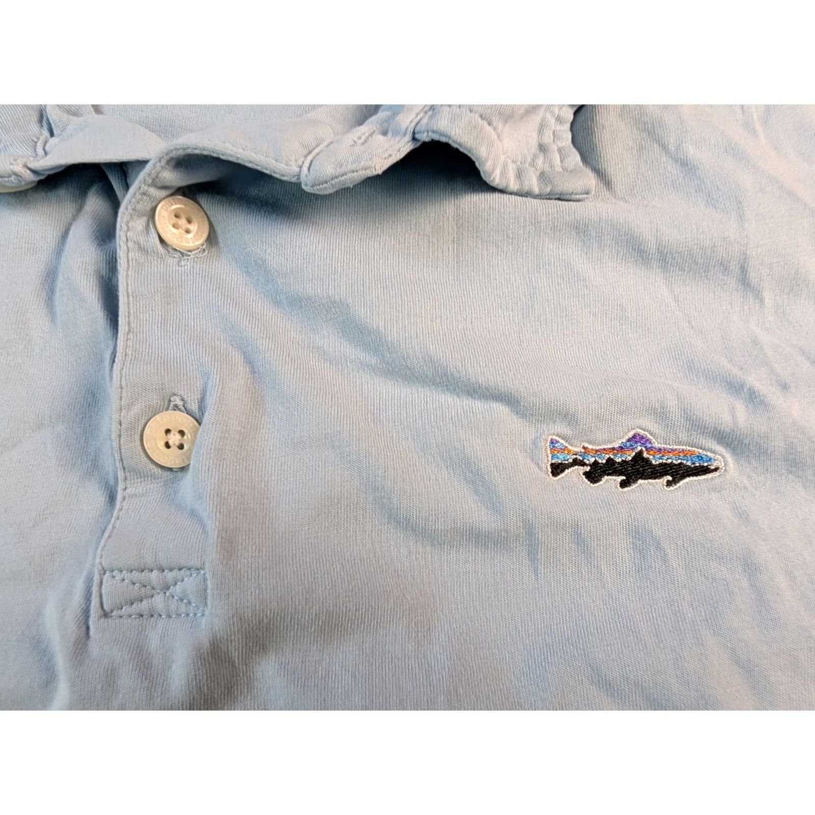 Patagonia Patagonia Polo Men’s XL Shirt Cotton Trout Fitz Roy Sky Blue Logo Golf/Polo 90s Fish Outdoor Mens Size US XL / EU 56 / 4 - 4 Thumbnail