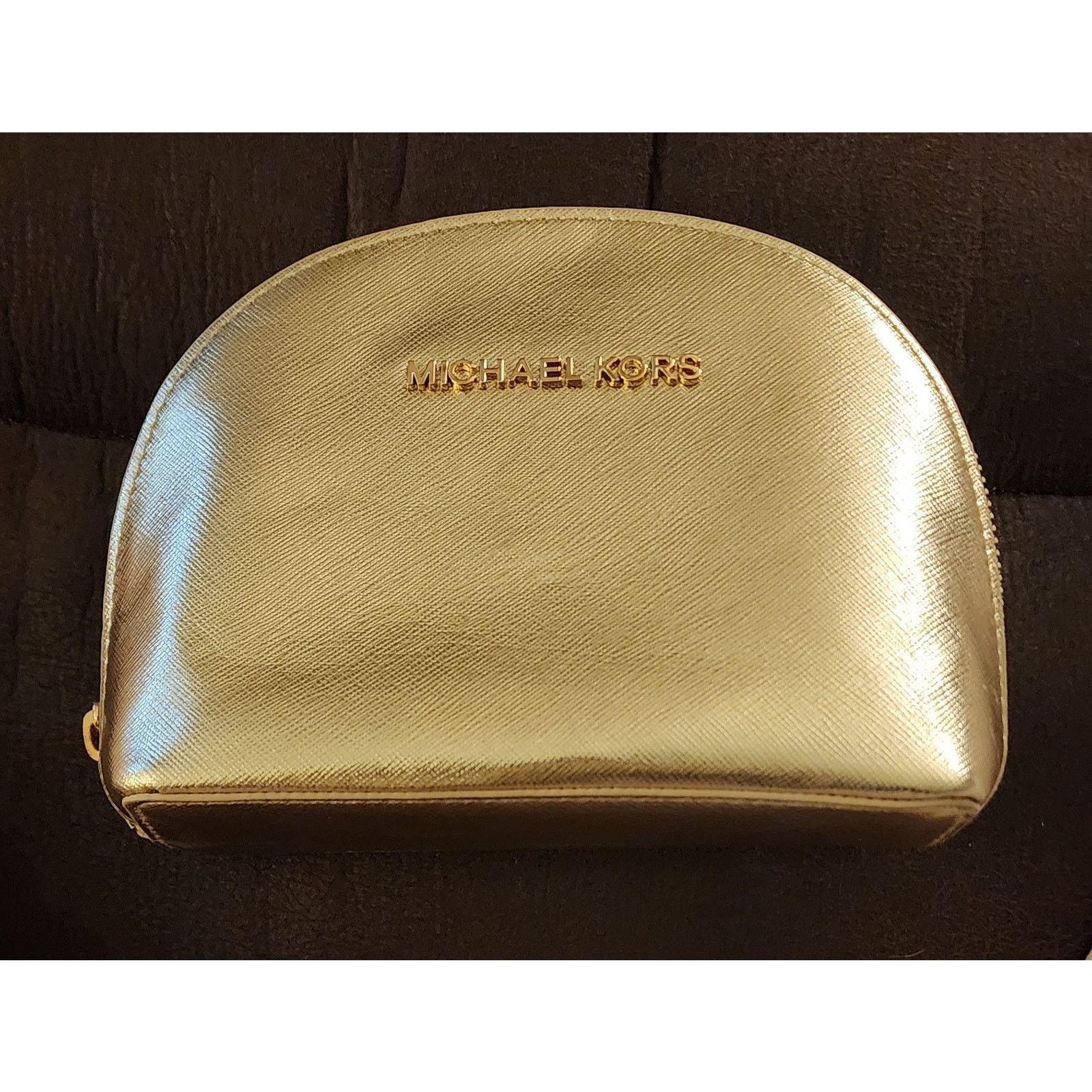 Michael Kors Michael Kors Jet Set Travel Cosmetic Leather Pouch-Pale Gold Size ONE SIZE - 1 Thumbnail