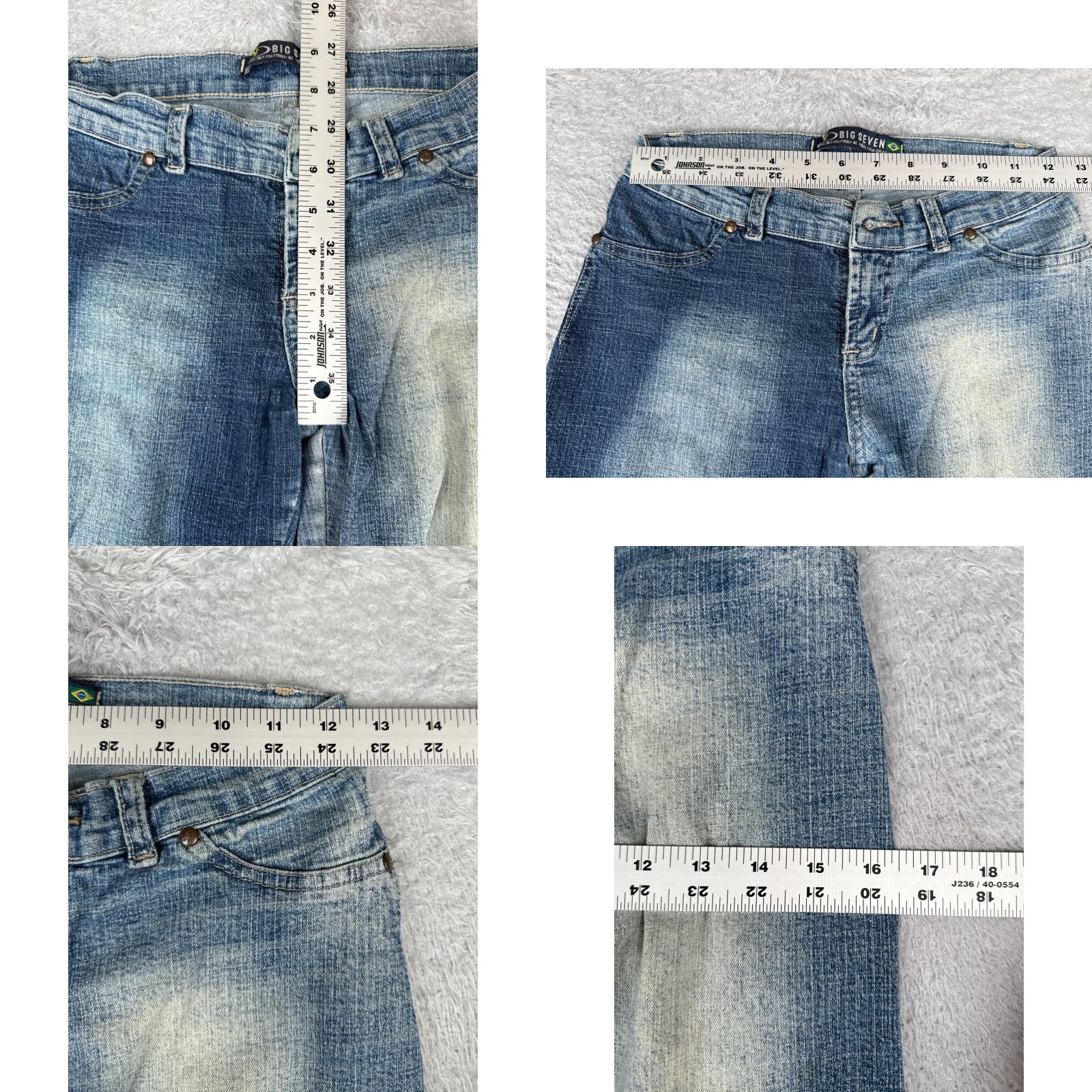 Vintage Big Seven Jeans Womens Flared Jeans 24 Blue Denim Distressed Low Rise 24x32 US Party Vintage: No Size 42" / US 20 - 9 Thumbnail