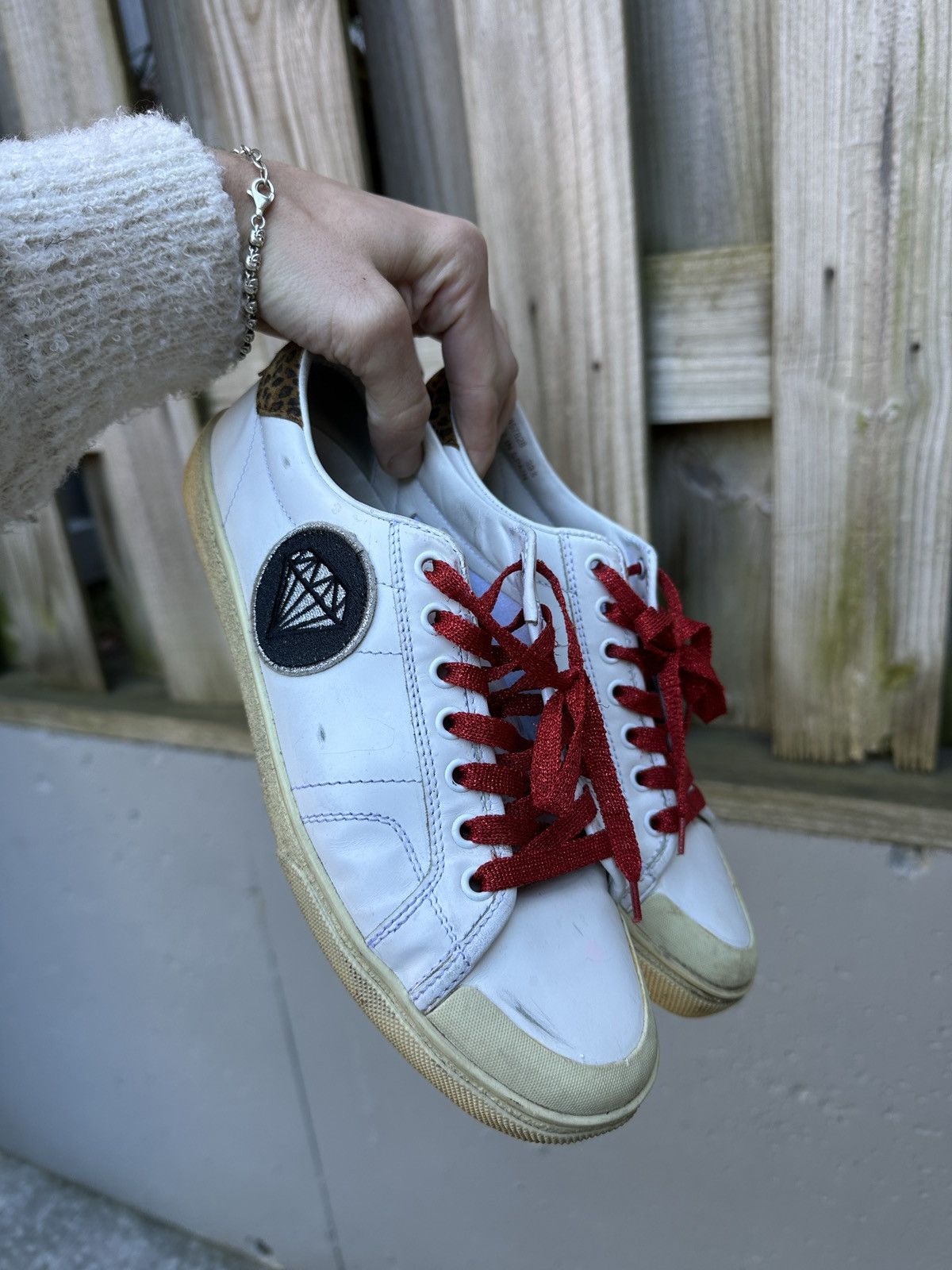Saint Laurent Paris Glitter Diamond Patch Low Top Sneakers Size US 7 / EU 40 - 8 Thumbnail