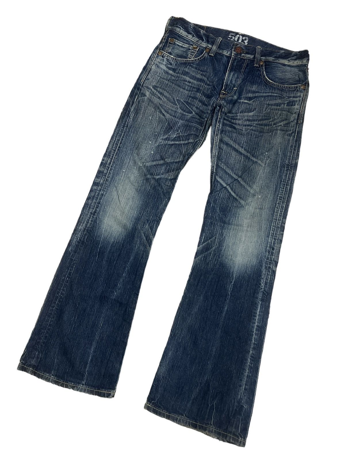 Japanese Brand FLARED🔥EDWIN 503 DISTRESSED DENI PANT Size US 34 / EU 50 - 5 Thumbnail