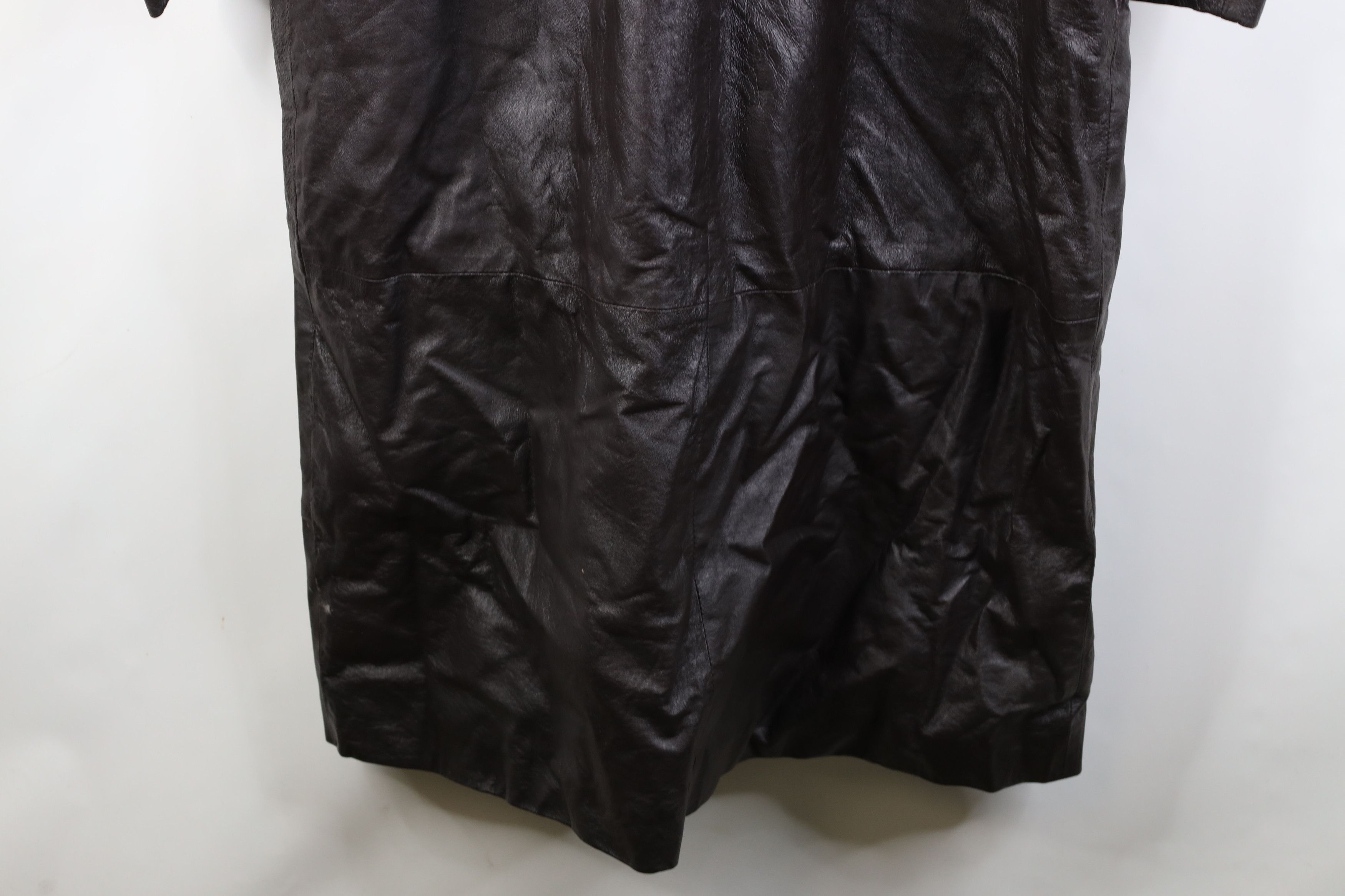 Vintage Vintage 90s Streetwear Leather Trench Coat Jacket Dark Brown Size XXL / US 16-18 / IT 52-54 - 15 Thumbnail