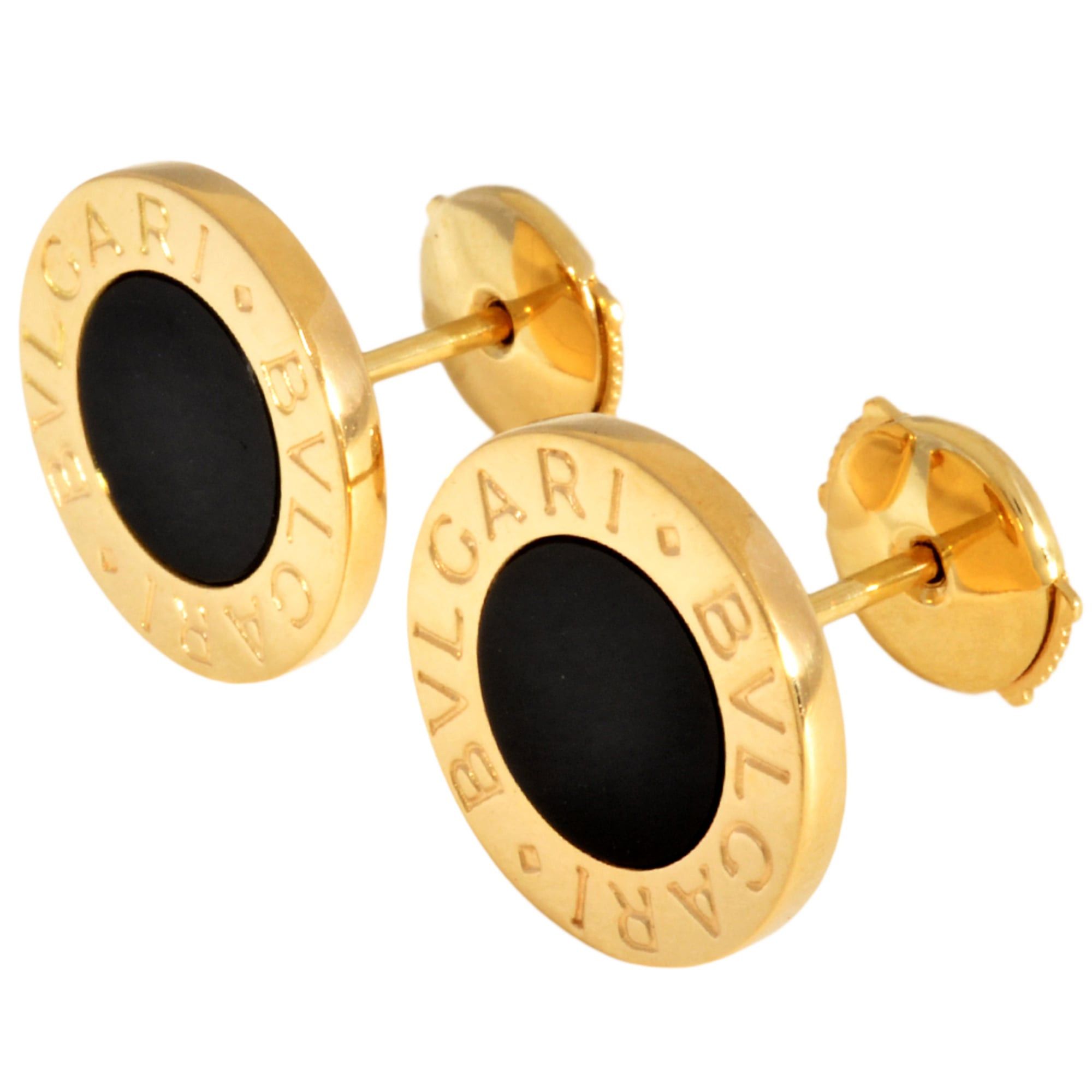 BVLGARI Onyx Earrings in 18KYG Yellow Gold (6.4g total)