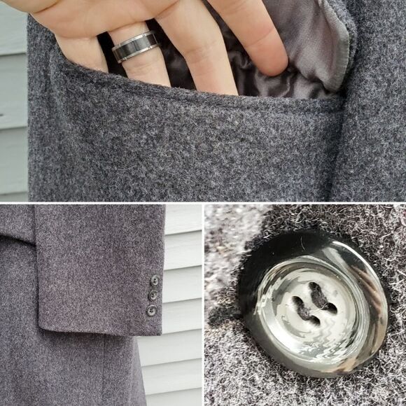 Designer × Vintage Vintage 80s Retro Preppy Acadamia Charcoal Gray Wool Trench Size US XL / EU 56 / 4 - 5 Thumbnail
