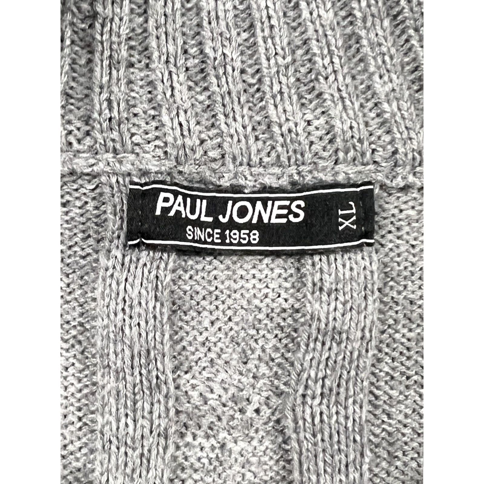 Vintage Paul Jones Men’s Sweater Cardigan Cable-Knit Collared Button Down XL Gray Size US XL / EU 56 / 4 - 4 Thumbnail