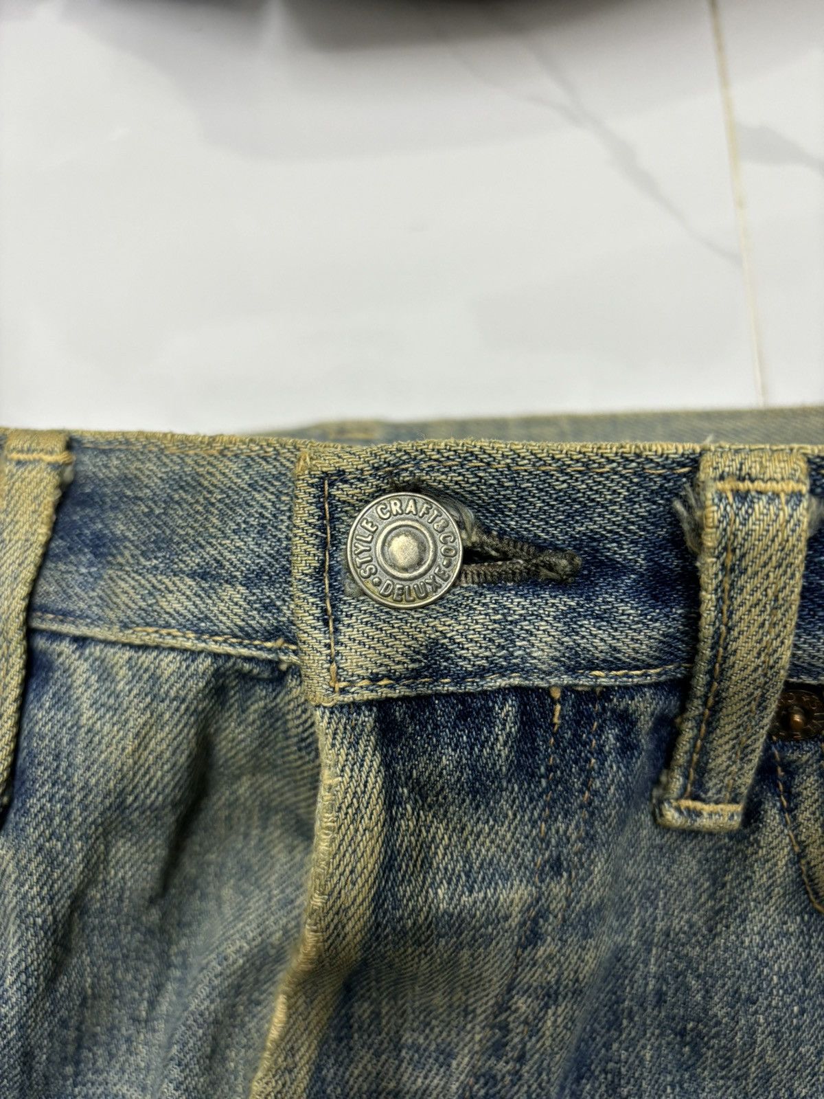 Kapital 🔥VINTAGE 70s BUCKLE BACK SELVEDGE JAPANESE DISTRESS DENIM Size US 30 / EU 46 - 10 Thumbnail