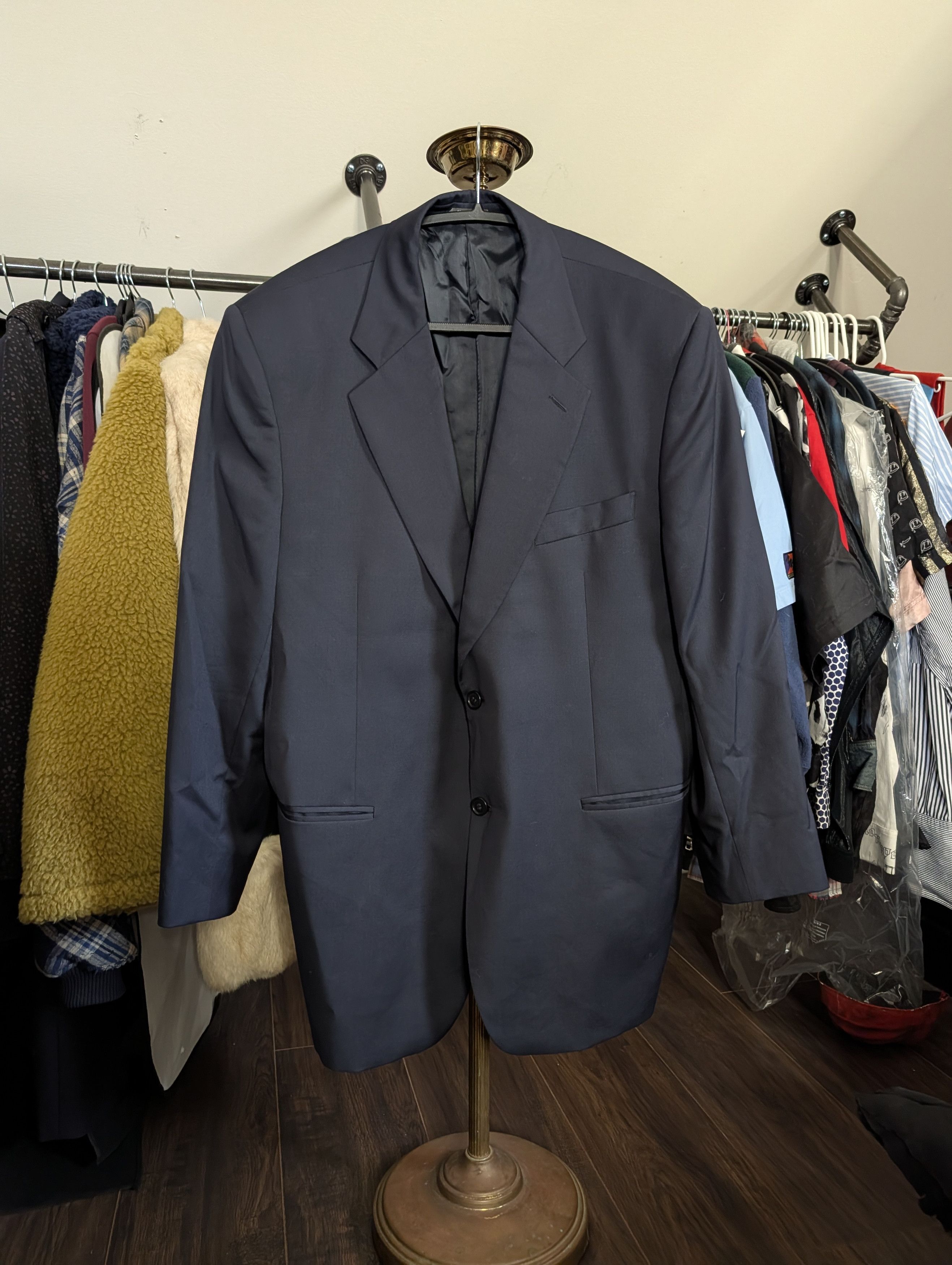 Gianfranco Ferre Dark blue navy two-button Italian wool jacket 56R Size 46R - 1 Thumbnail