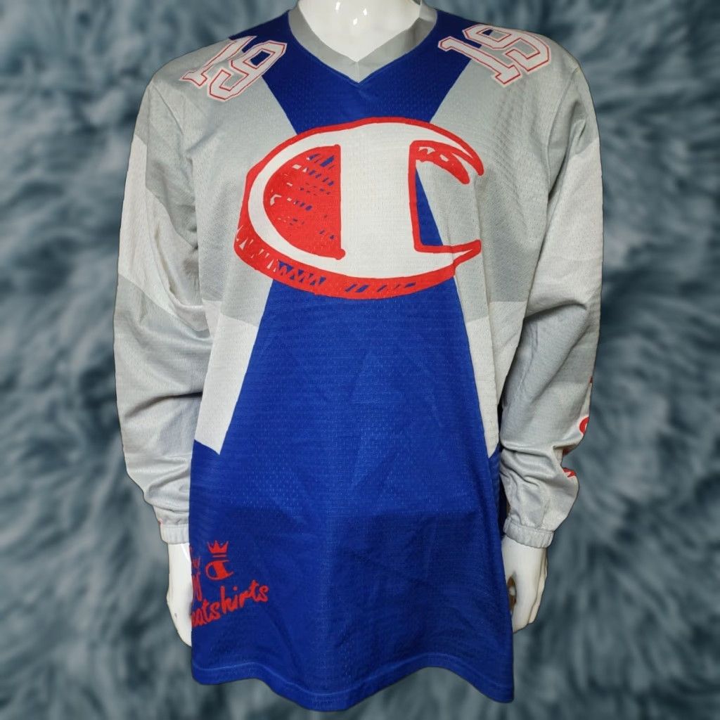 Champion VINTAGE Champion Athletic Pullover Long Sleeve Jersey Shirt XL Blue Sports Sweatshirt Mens Size US XL / EU 56 / 4 - 1 Thumbnail