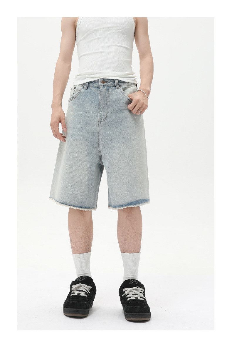 Japanese Brand × Jean Distressed vintage loose straight-leg men's denim shorts Size US 32 / EU 48 - 2 Thumbnail