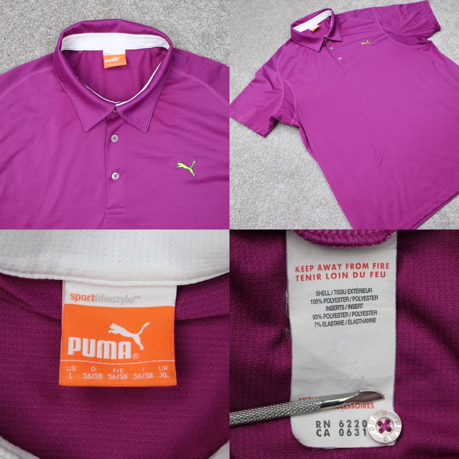 Puma PUMA Polo Shirt Mens Large Purple USP Dry Golf Polyester Short Sleeve Pullover Shirt Size US L / EU 52-54 / 3 - 8 Thumbnail