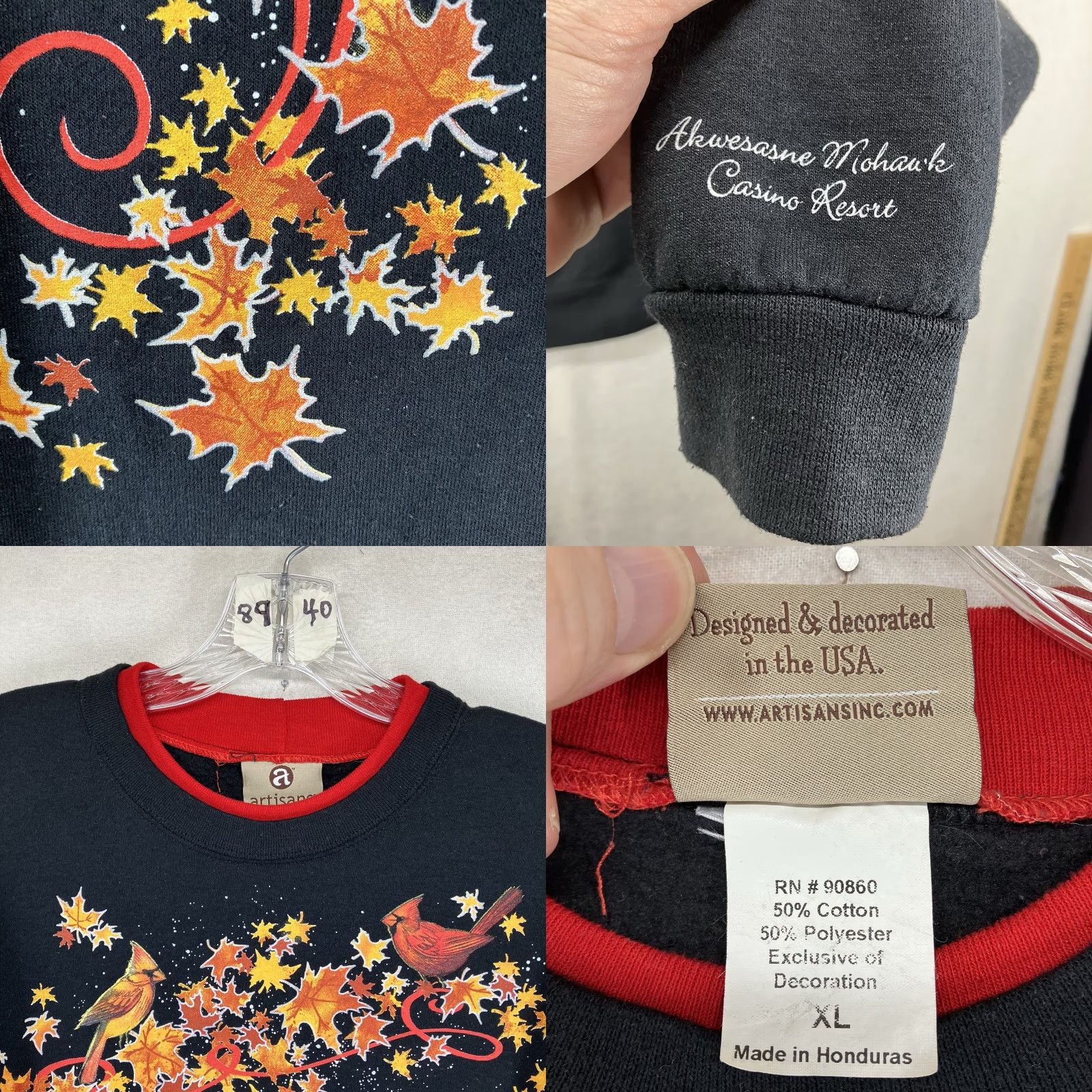 Vintage VINTAGE Artisan Sweatshirt Women XL Black Graphic Print Oversized Fleece 90s Nature Cardinals Size XL / US 12-14 / IT 48-50 - 8 Thumbnail