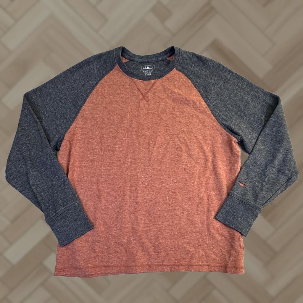 Vintage LL Bean Sweatshirt Mens Large Orange Gray Slightly Fitted Raglan Long Sleeve Size US L / EU 52-54 / 3 - 1 Thumbnail