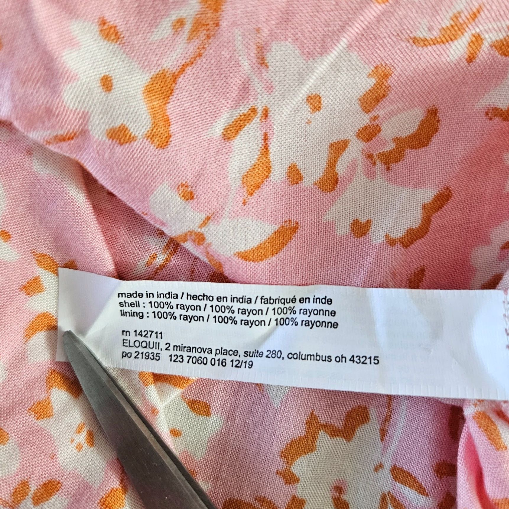 Vintage Eloquii Womens Dress Sz 14 Pink Cream Floral Tie Back Rayon 3/4 Sleeve Size XL / US 12-14 / IT 48-50 - 4 Thumbnail