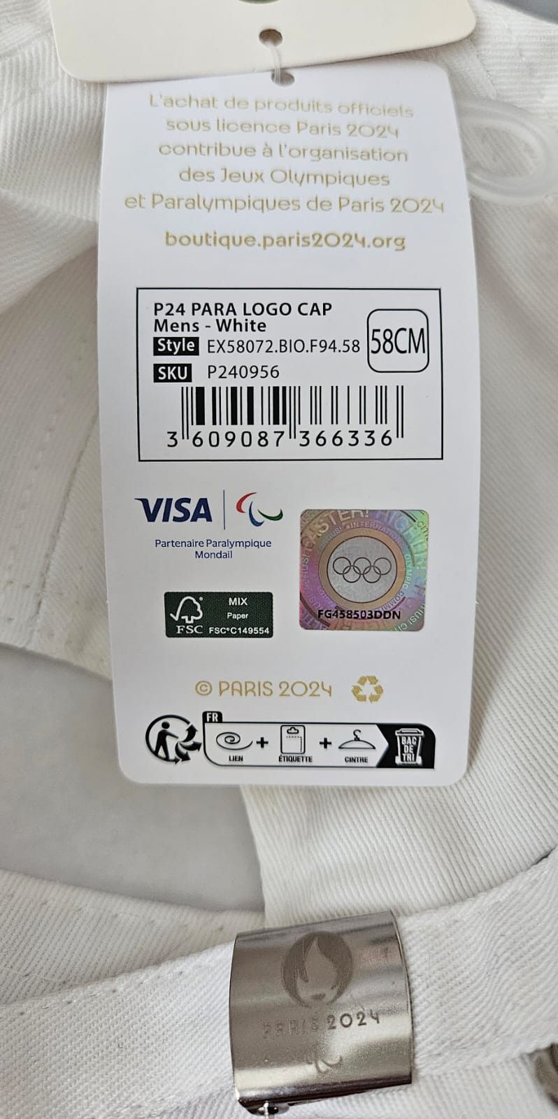 Vintage Official Paris 2024 Paralympic Cap - White and Gold - NWT Size ONE SIZE - 3 Thumbnail