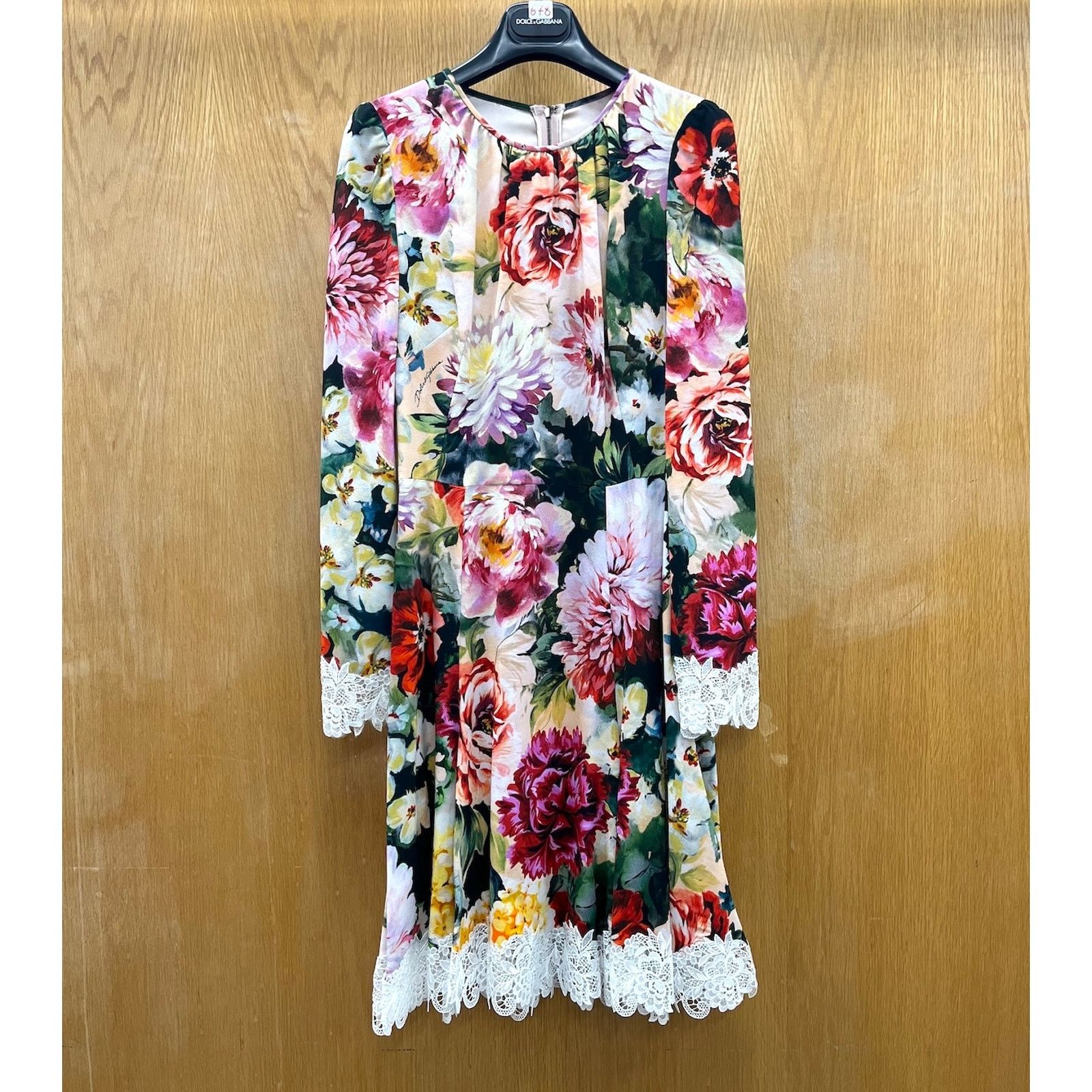 Dolce & Gabbana Dolce & Gabbana Lace Floral Crepe Mini Dress Multi IT 42 / M Size M / US 6-8 / IT 42-44 - 9 Thumbnail