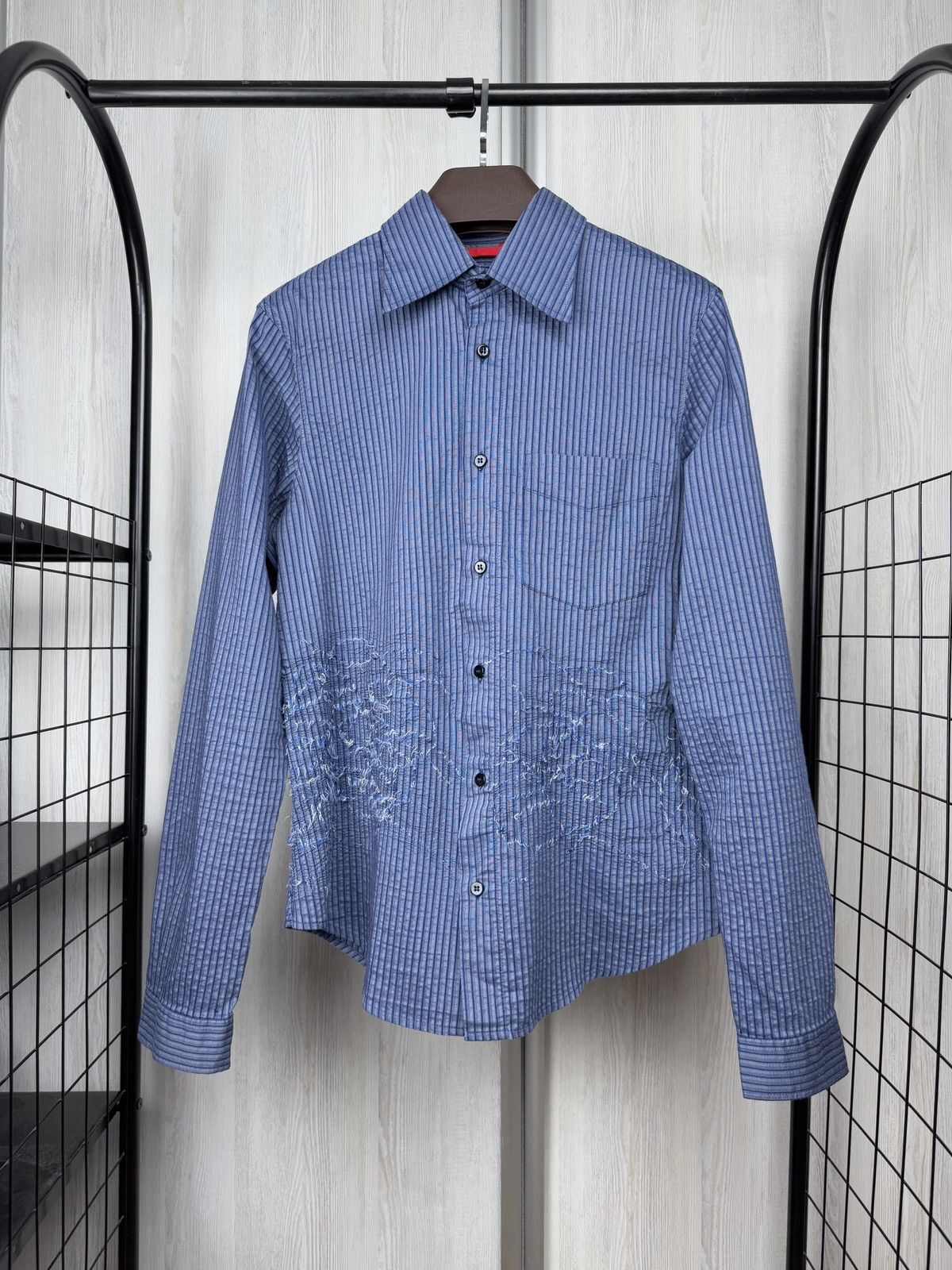 Emporio Armani Emporio Armani vintage archive embroidery logo striped shirt Size US M / EU 48-50 / 2 - 2 Thumbnail