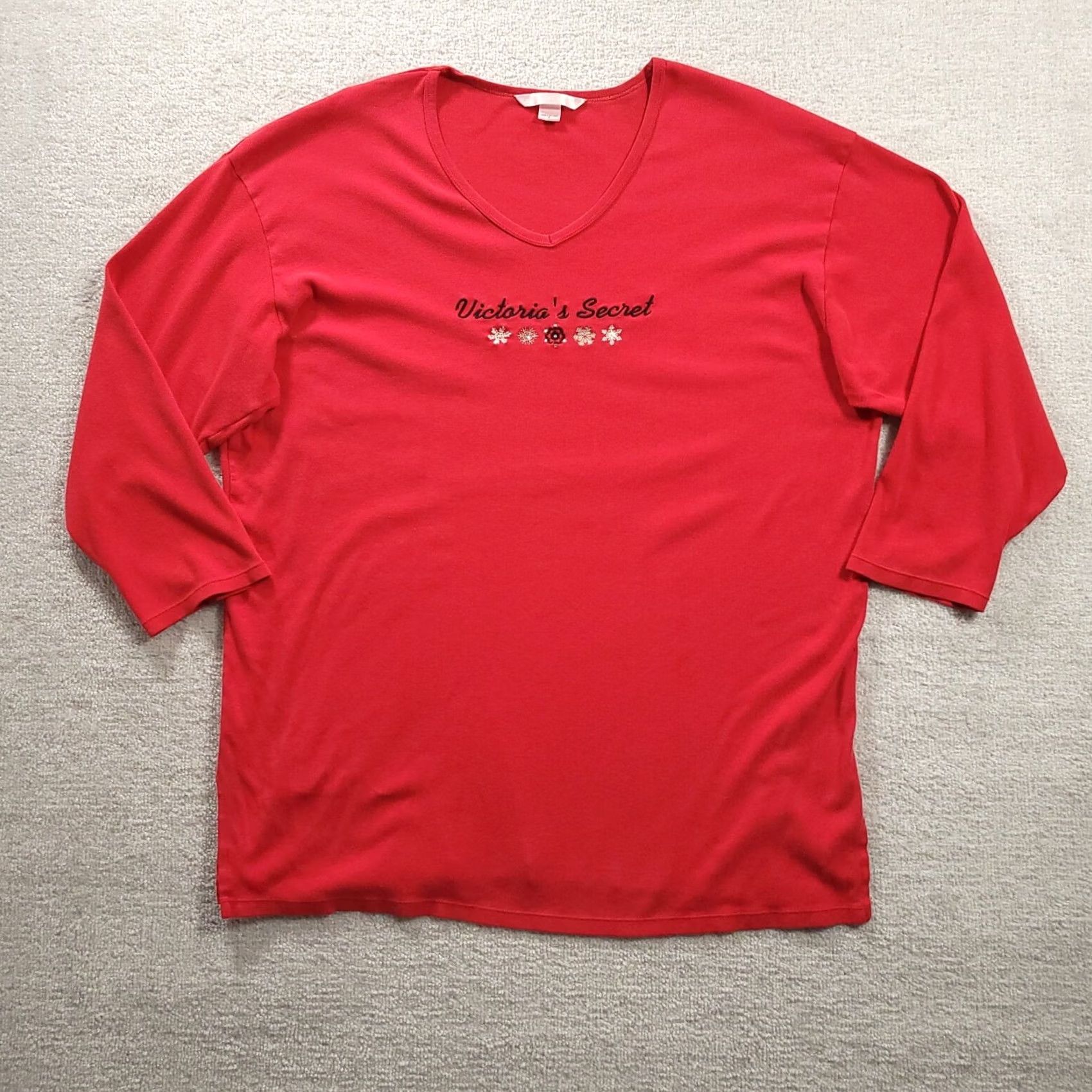 Victoria's Secret Victorias Secret Night Shirt Large Red Long Sleeve Size L / US 10 / IT 46 - 2 Thumbnail