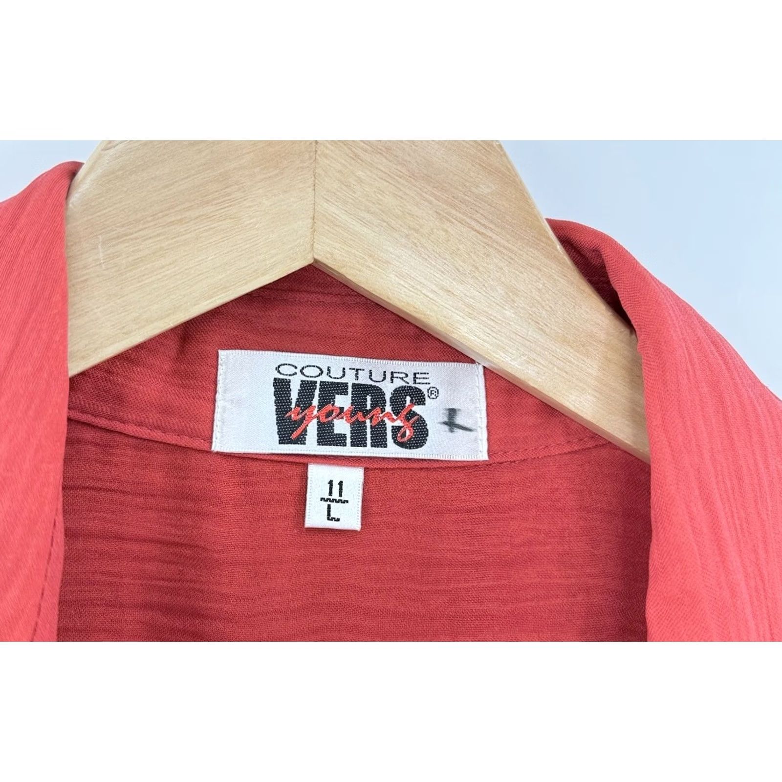 Vintage Couture Vers Yours Women's Red Embroidered Tunic Blouse L Boho Floral Button-Up Long Sleeve Size L / US 10 / IT 46 - 5 Thumbnail