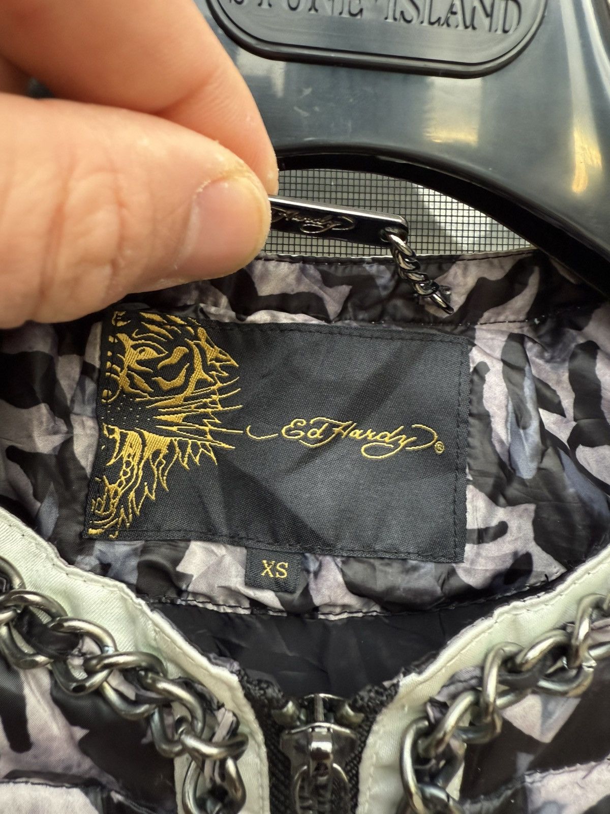 Ed Hardy Ed Hardy Quilted Down Jacket Chain Details Tiger XS(Fits S) Size XS / US 0-2 / IT 36-38 - 5 Thumbnail