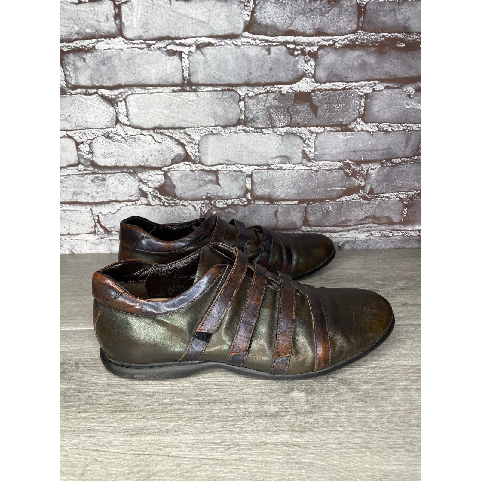 VERRI Bruno Verri Brown Leather Metallic Fashion Shoes Sneakers Me Size US 9 / EU 42 - 18 Thumbnail