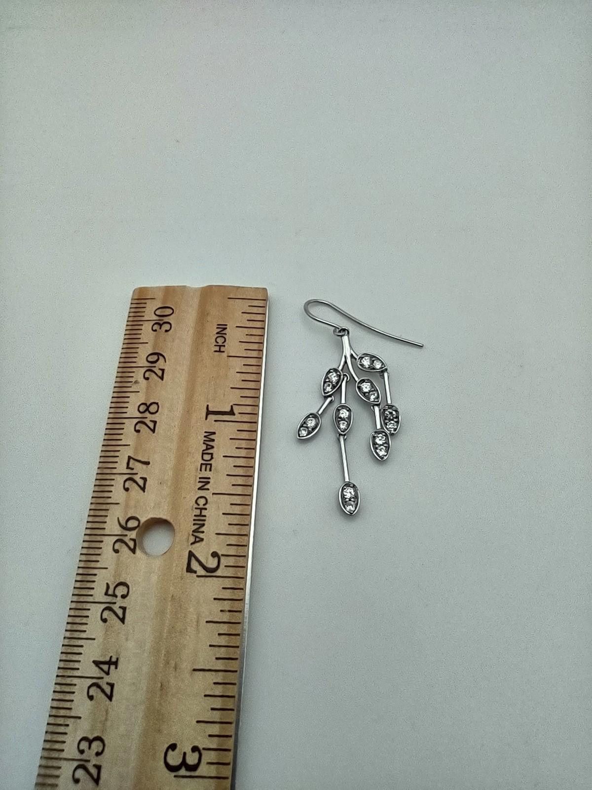 The Unbranded Brand 925 Sterling Silver CZ Vine Dangle Earrings Size ONE SIZE - 3 Thumbnail