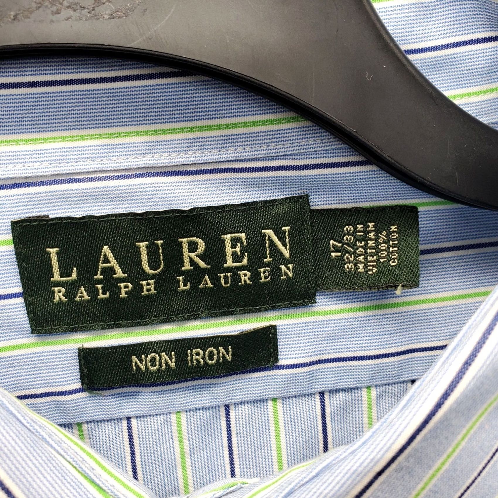 Ralph Lauren Lauren Ralph Lauren Dress Shirt Mens 17 Multicolor Striped Non Iron Button Up EUC Shirt Size 46R - 5 Thumbnail