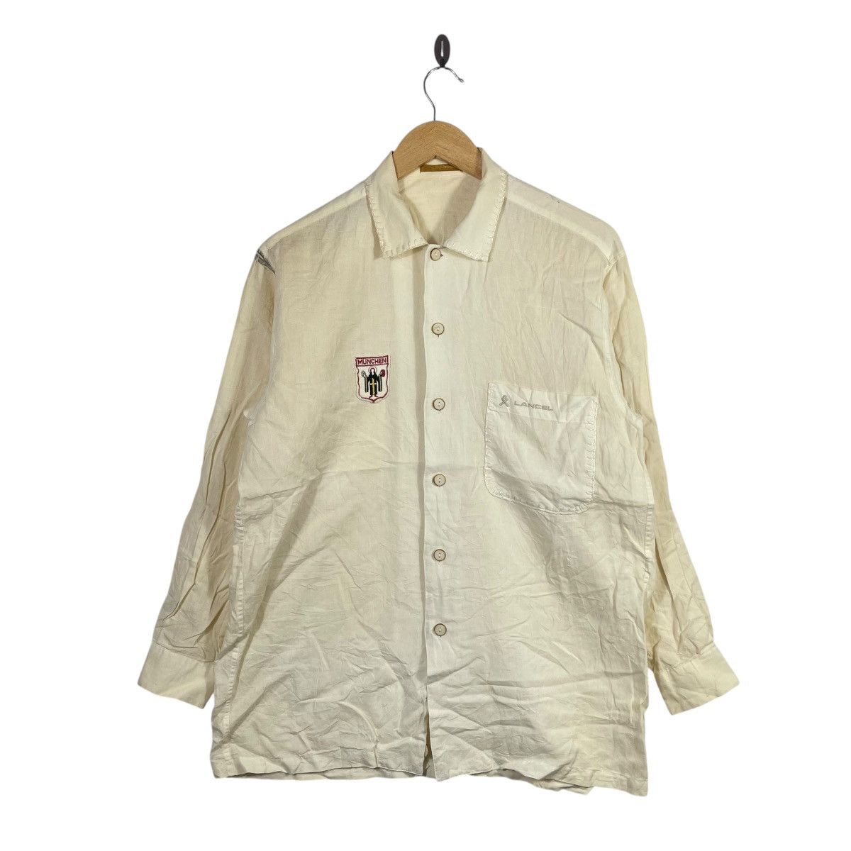 Lancel LANCEL Paris München Crest Embroidery Long Sleeve Shirt Size US M / EU 48-50 / 2 - 1 Thumbnail