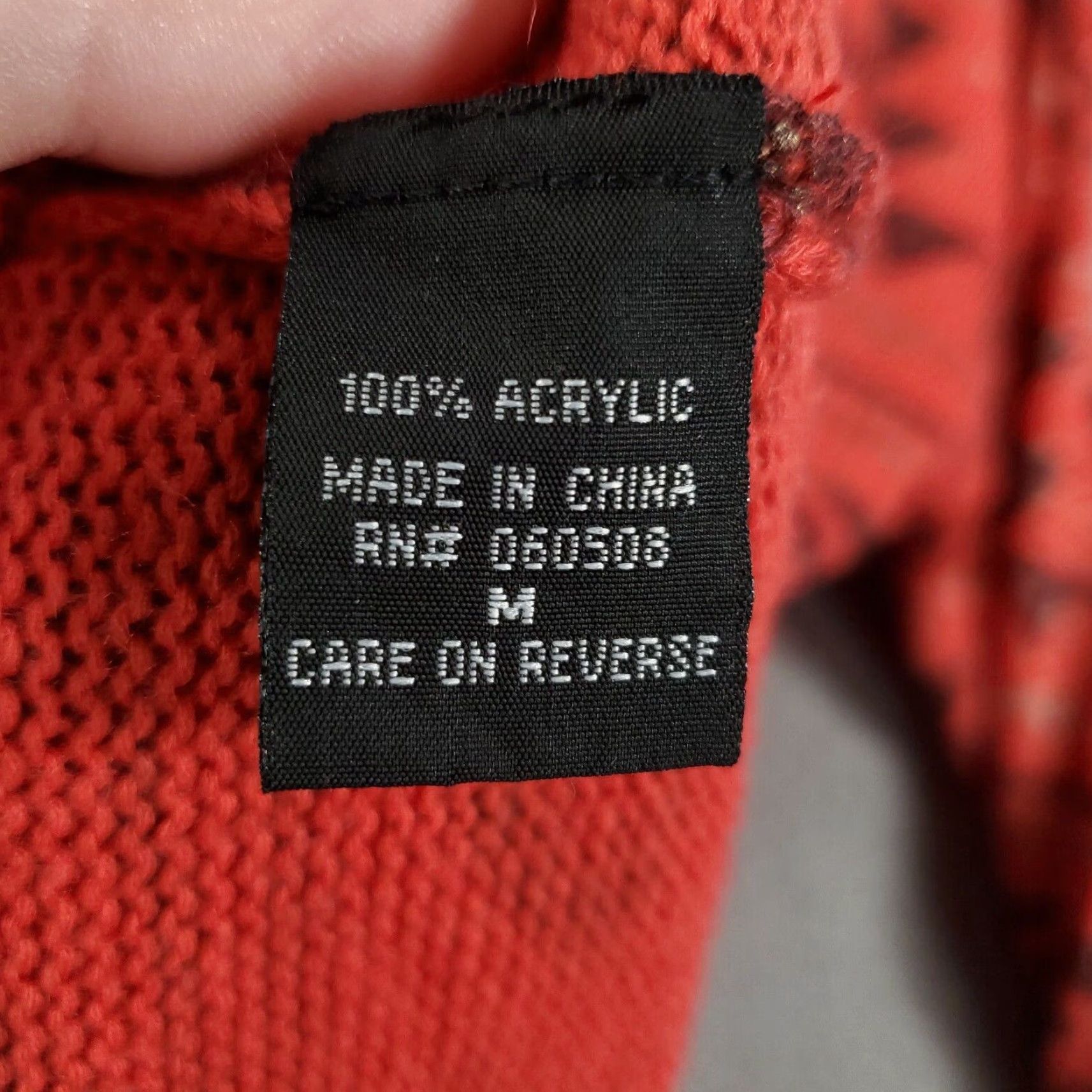 Vintage Angie Womens Sweater Pullover Knit Long Sleeve Boat Neck Red Coral Geometric Bohemian Western Knit Regular M Size M / US 6-8 / IT 42-44 - 6 Thumbnail