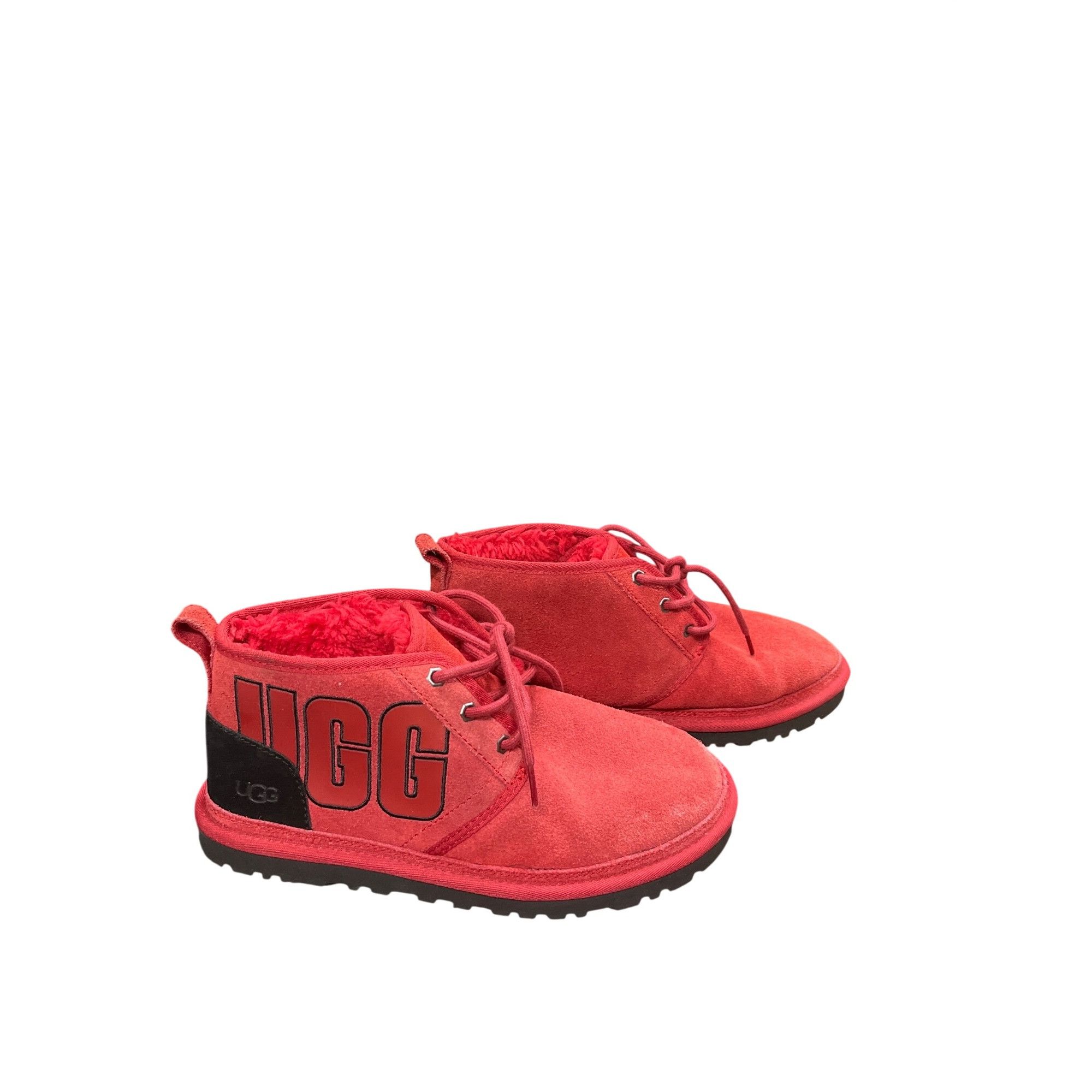 UGG Neumel II Graphic Spell Out Red Logo Ankle Chukka Comfy Suede Boots Men\'s 9 UGG Neumel Embossed All Over Logo Chukka Boots Women Size 6  main image 4