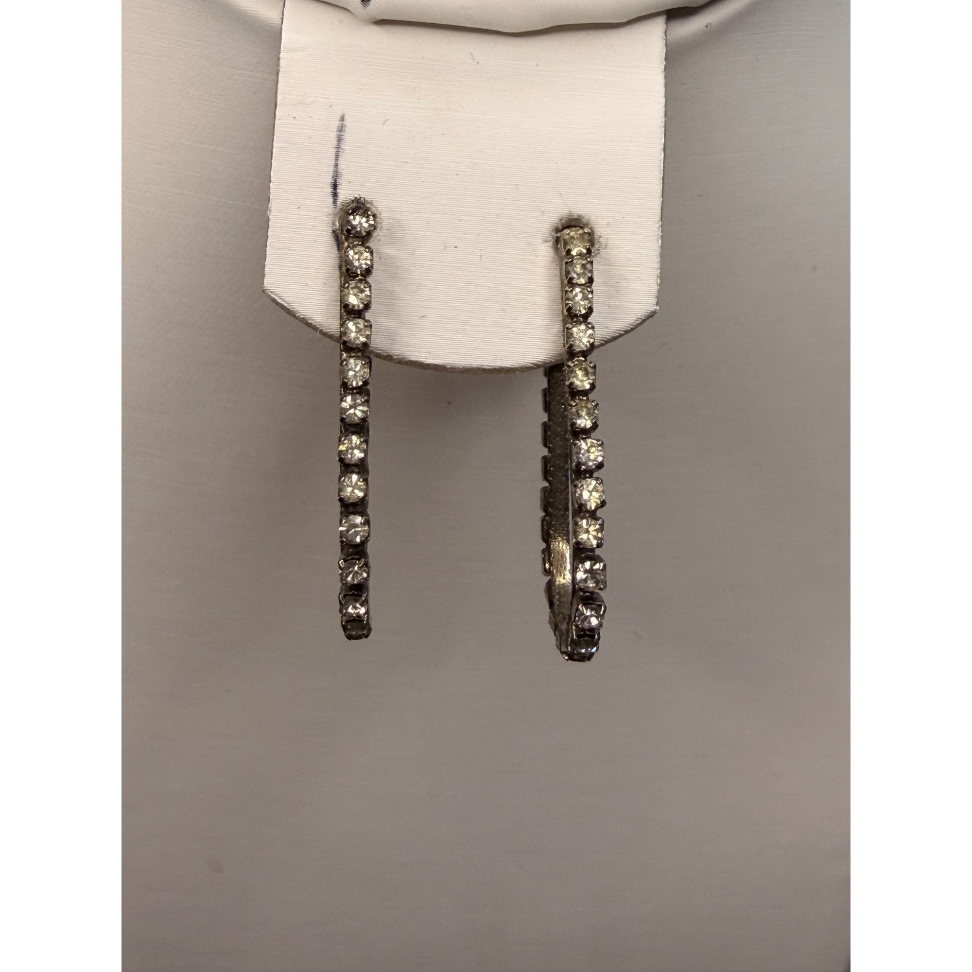 Other Silver-Tone Rhinestone Hoop Earrings U-Shape Design Size ONE SIZE - 2 Thumbnail