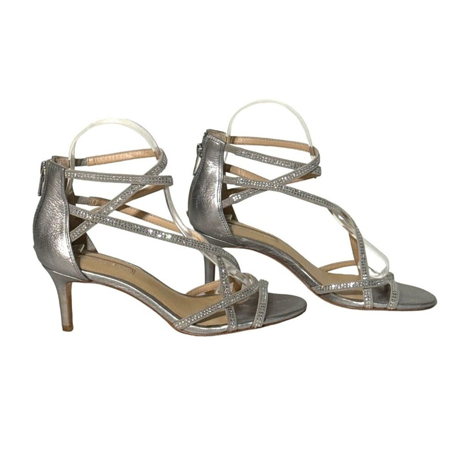Other Antonio Melani Strappy Rhinestone Silver Shoes 7M Heel. 3.25 Size US 7 / IT 37 - 2 Thumbnail