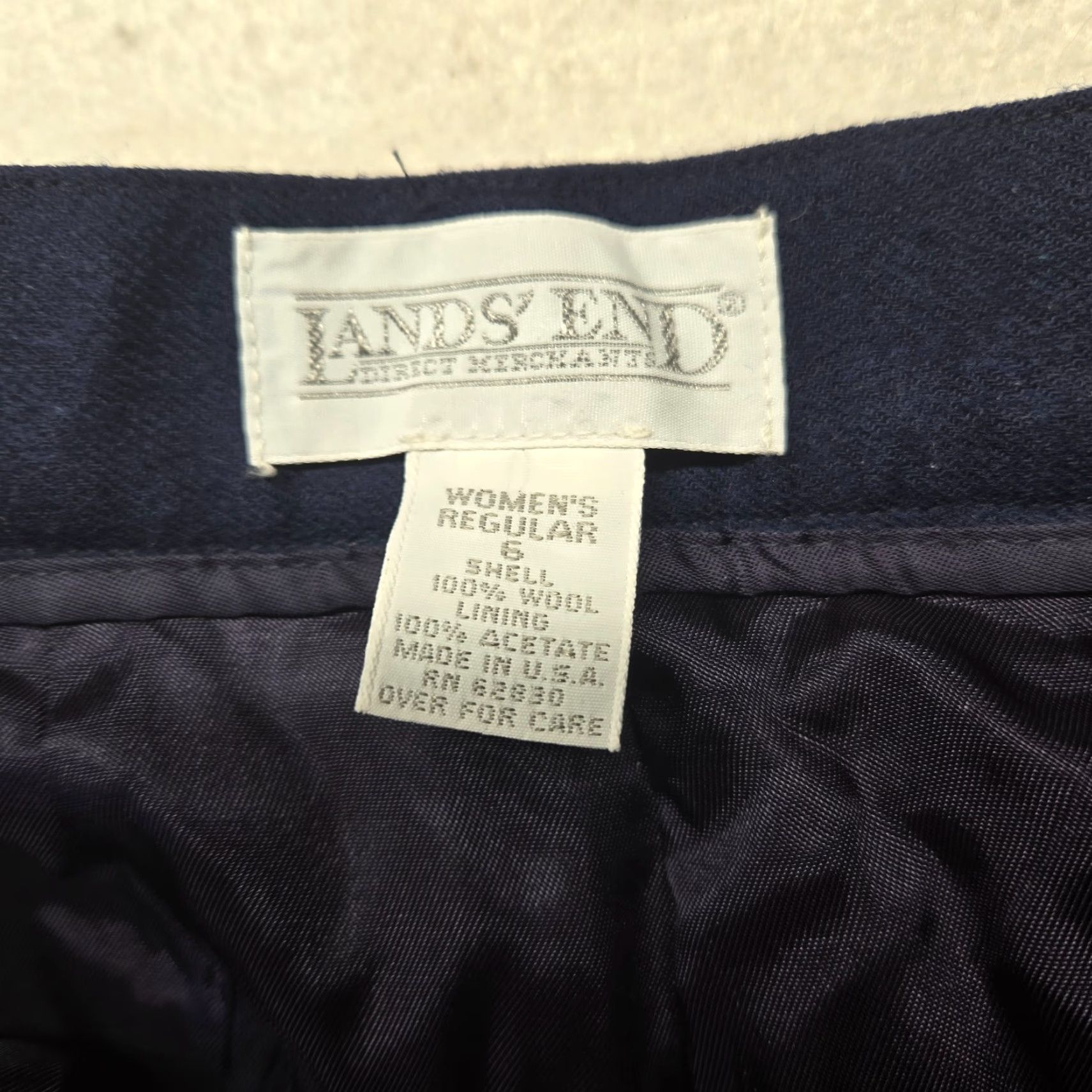 Lands' End Lands' End Pants Navy Blue 100% Wool Traditional Fit Women Size 6 Solid Front Chino Wool Pants Womens 90s Style, Casual, Regular Fit Size 28" / US 6 / IT 42 - 3 Thumbnail