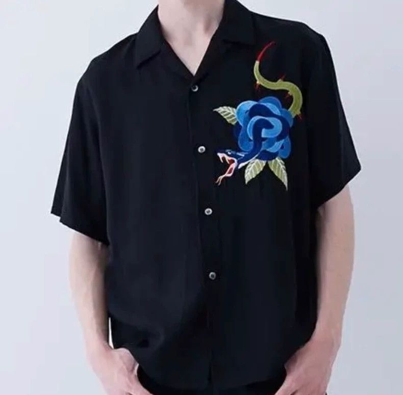 Undercover undercover Rose Snake Embroidered Short Sleeve Shirt 2502-N Size US L / EU 52-54 / 3 - 6 Thumbnail