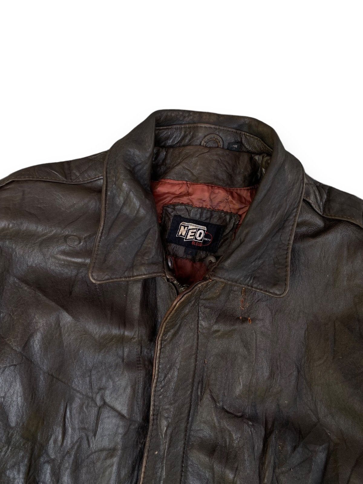 Genuine Leather × Vintage Vintage Bomber Genuine Leather Biker Motorcycle Jacket. #D2 Size US L / EU 52-54 / 3 - 2 Thumbnail