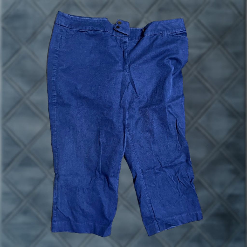 Ann Taylor VINTAGE Ann Taylor LOFT Women’s Capris Size 18 Regular Cotton Blue Solid Casual Pants Size ONE SIZE - 1 Thumbnail