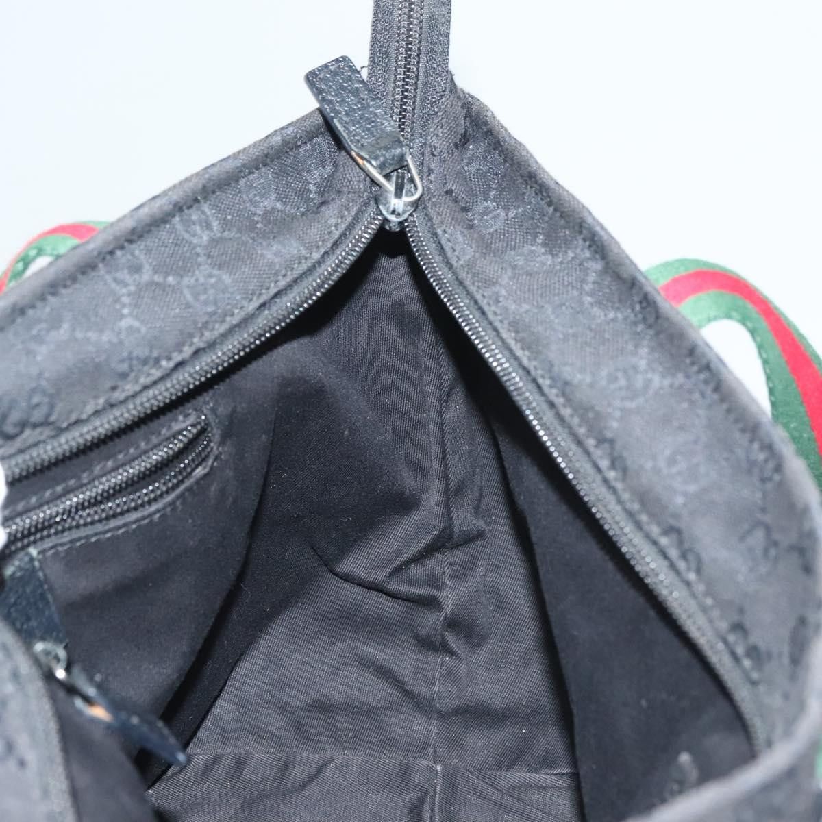 Gucci GUCCI GG Canvas Web Sherry Line Tote Bag Black Silver Size ONE SIZE - 18 Thumbnail