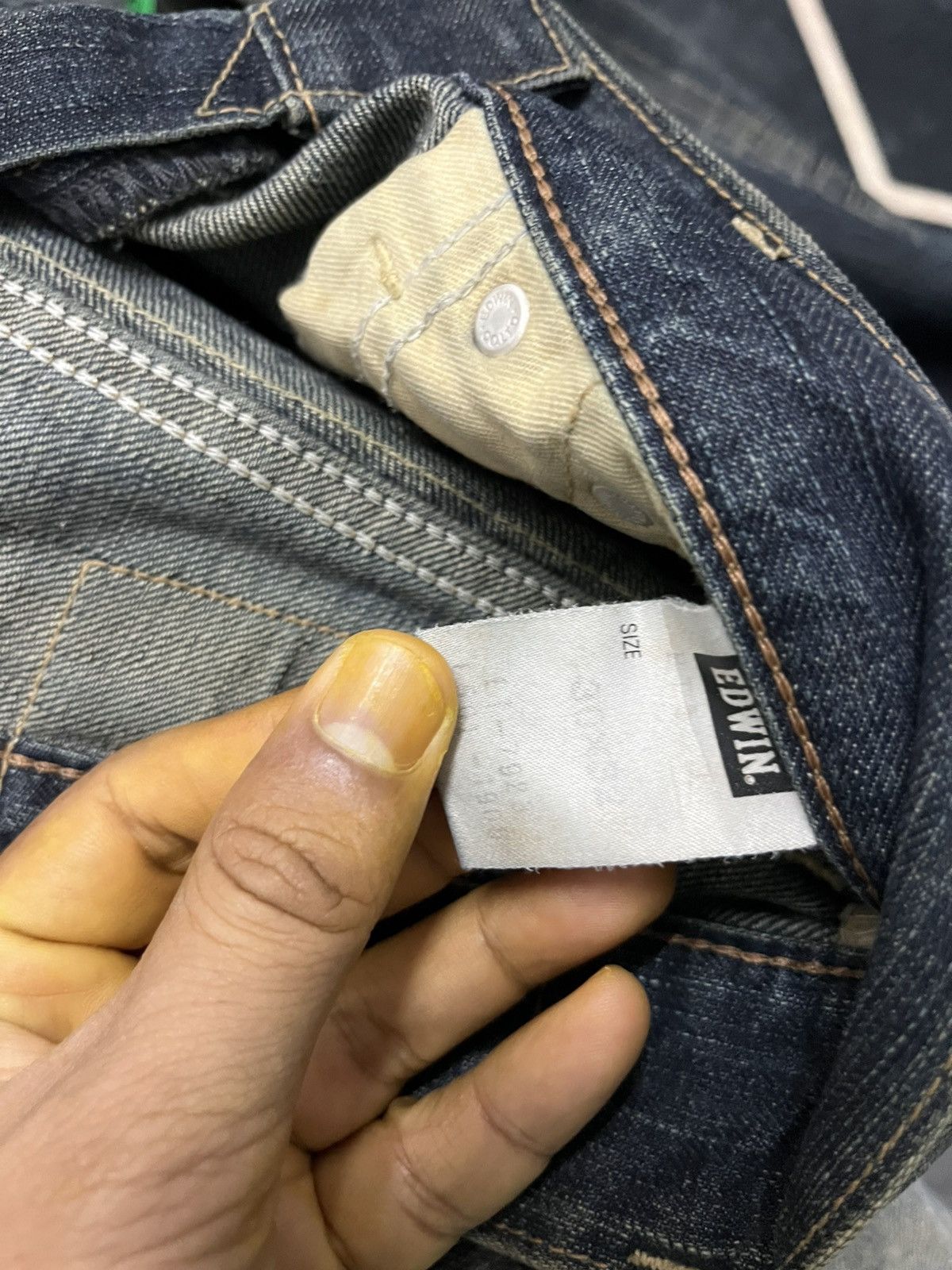 If Six Was Nine 💥Vintage Y2K Edwin Distressed Straight Cut Jeans Size US 34 / EU 50 - 13 Thumbnail