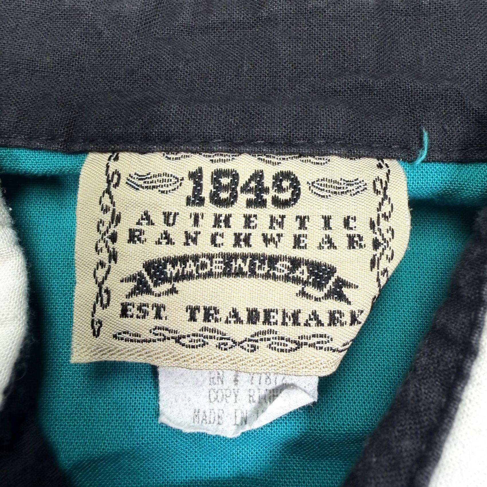Altea VINTAGE 1849 Ranchwear Shirt Mens Large White Teal Western Long Sleeve Button Up Size US L / EU 52-54 / 3 - 2 Thumbnail